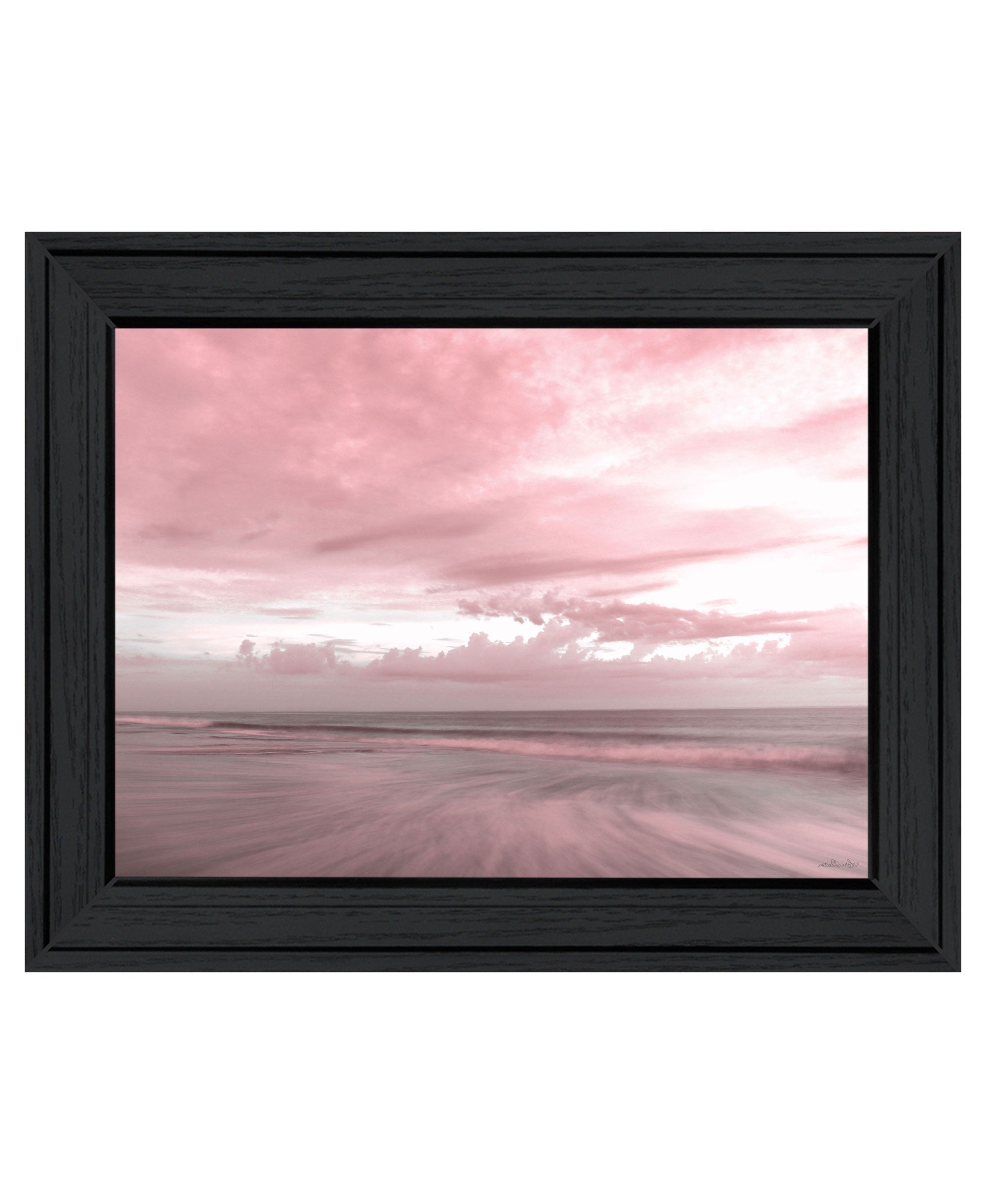 Pink Beach Emotions Black Framed Print Wall Art