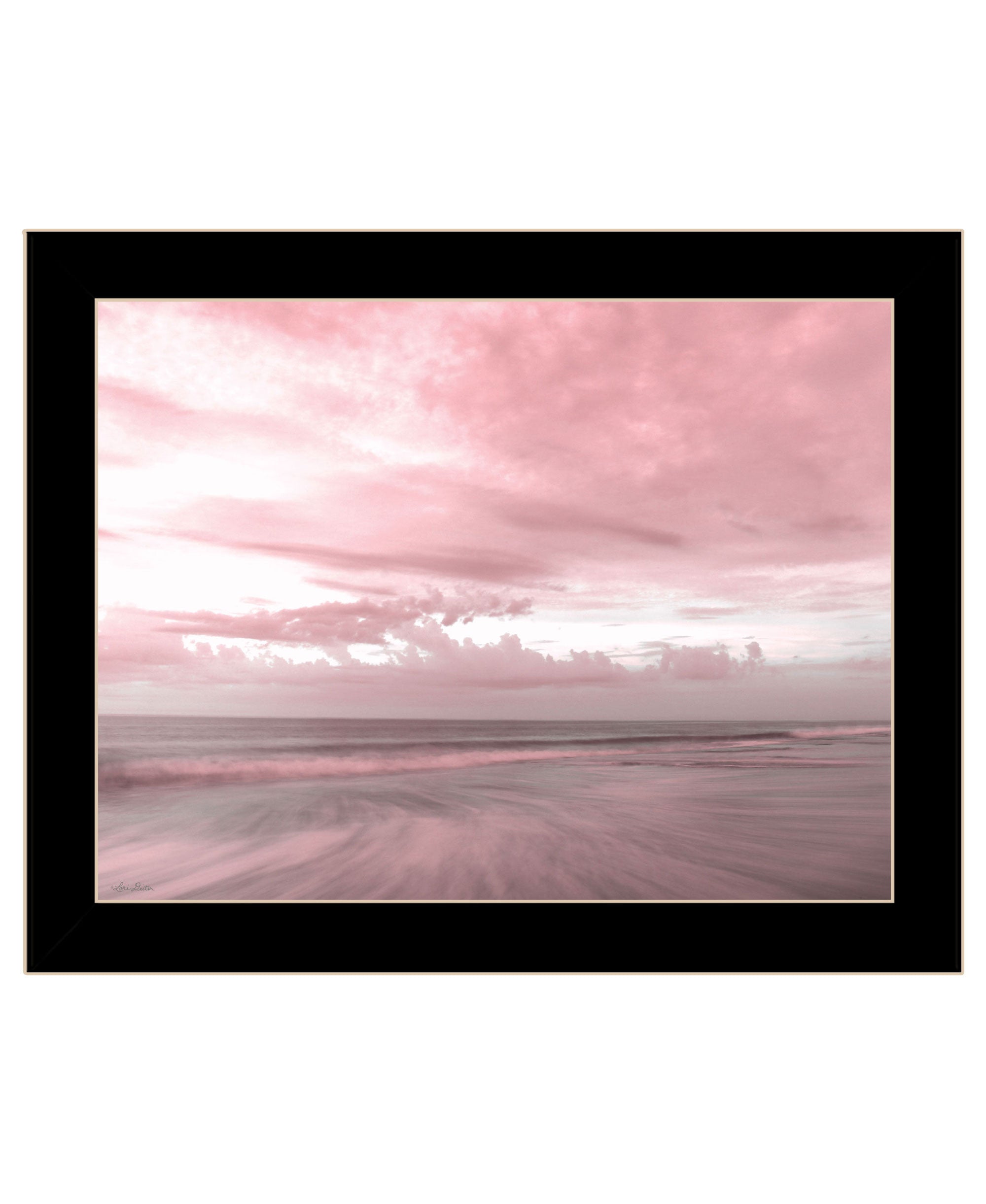 Pink Beach Emotions Black Framed Print Wall Art