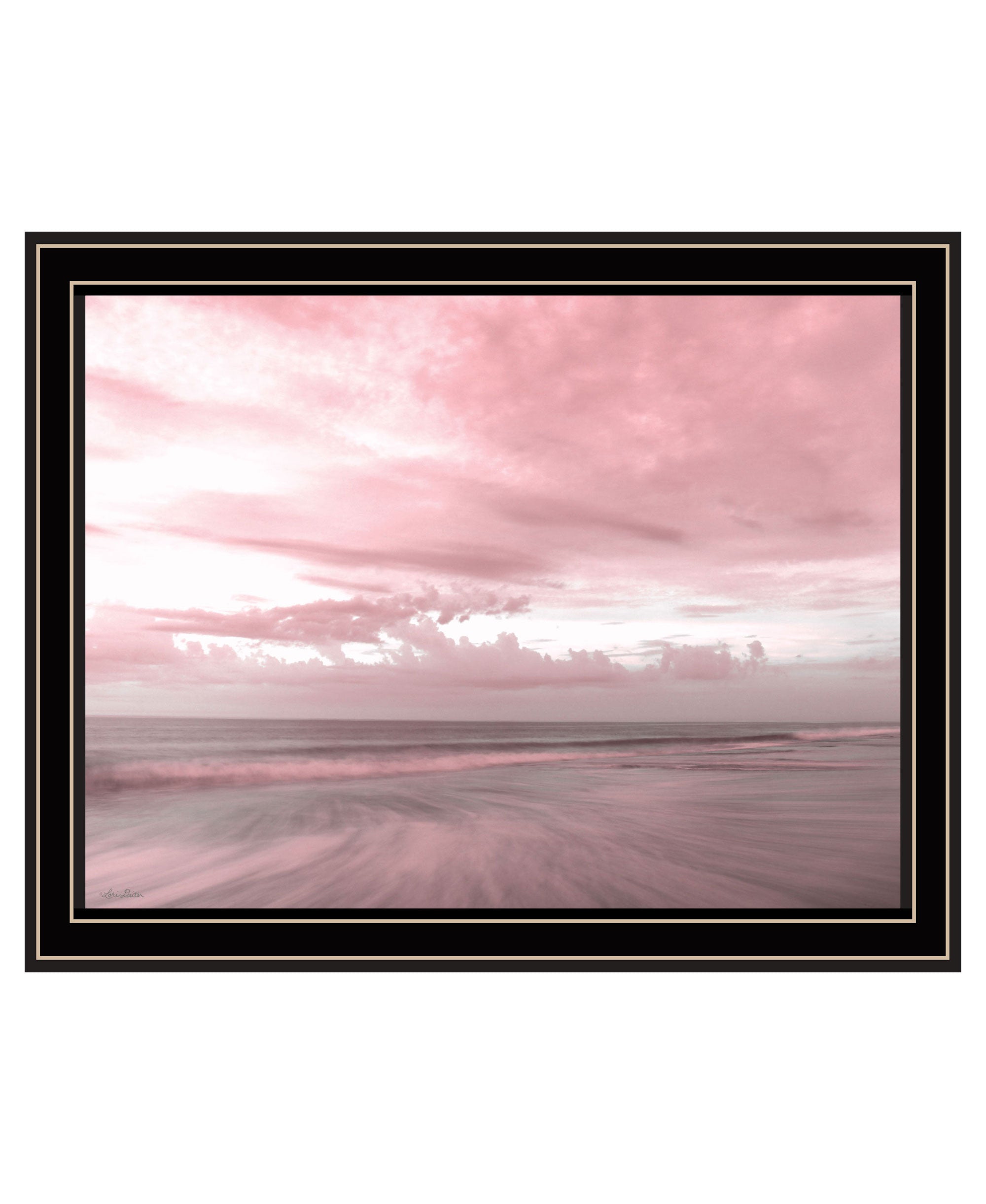 Pink Beach Emotions Black Framed Print Wall Art