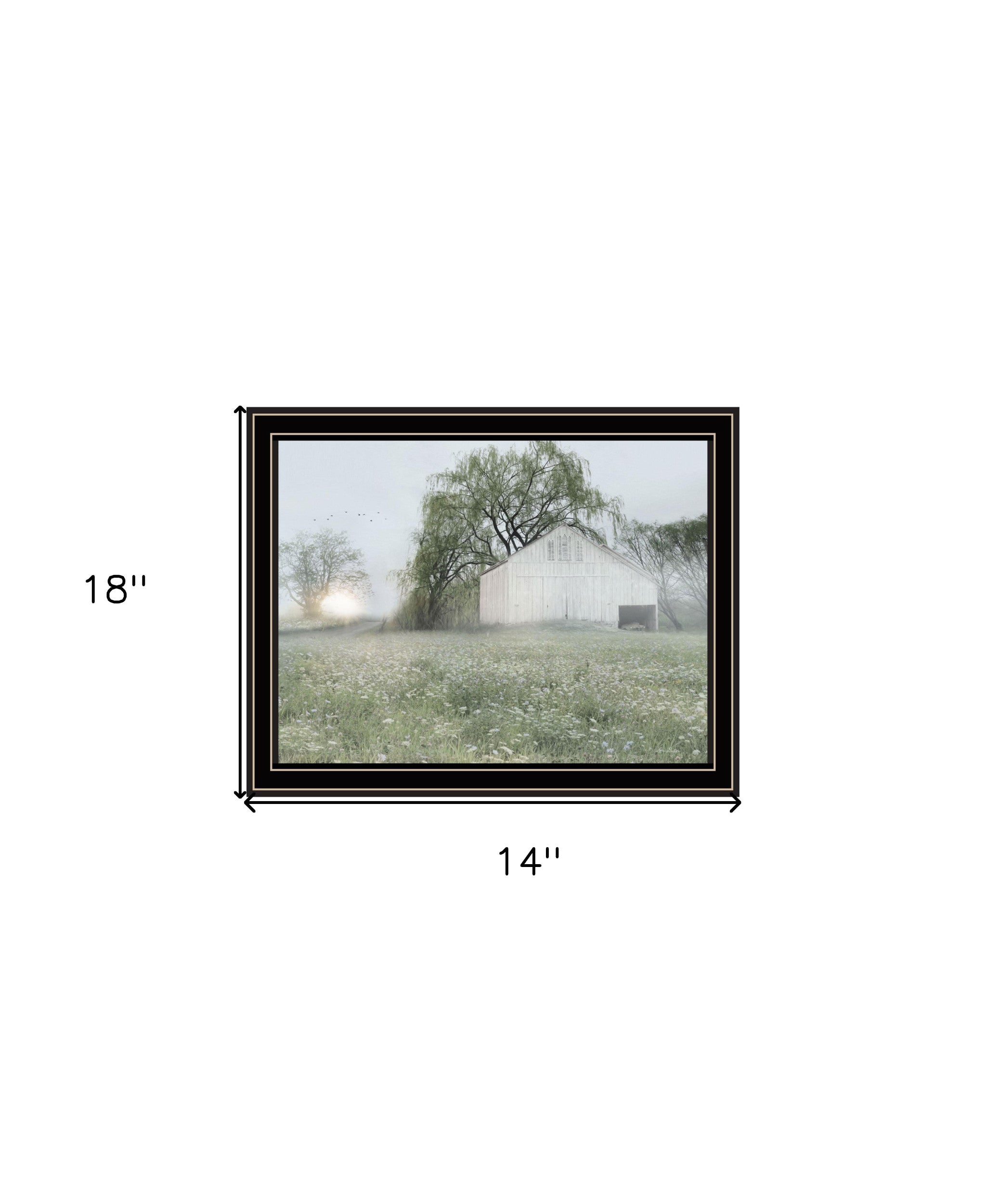 Green Country Morning Black Framed Print Wall Art