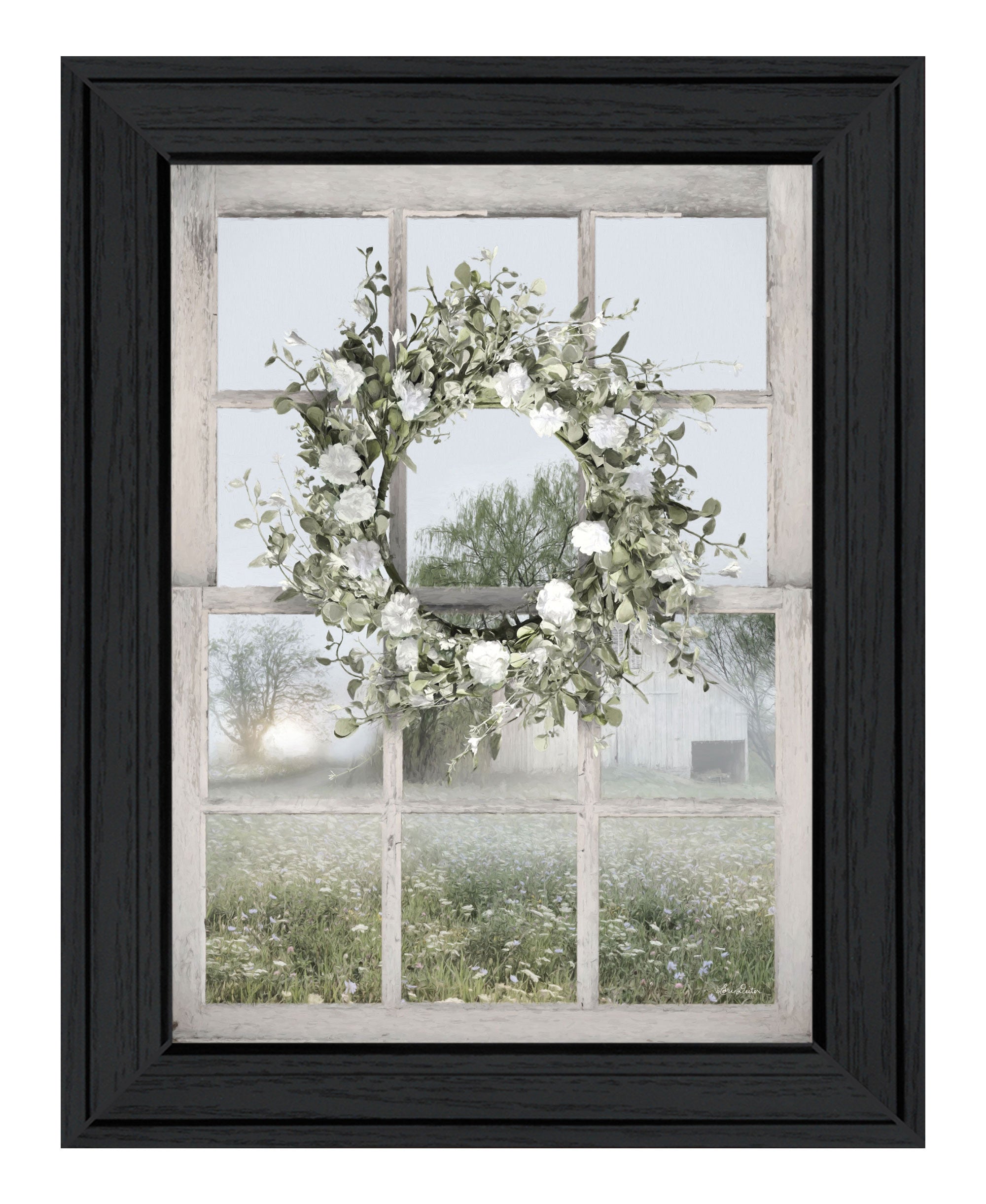 Spring Farm View Black Framed Print Wall Art