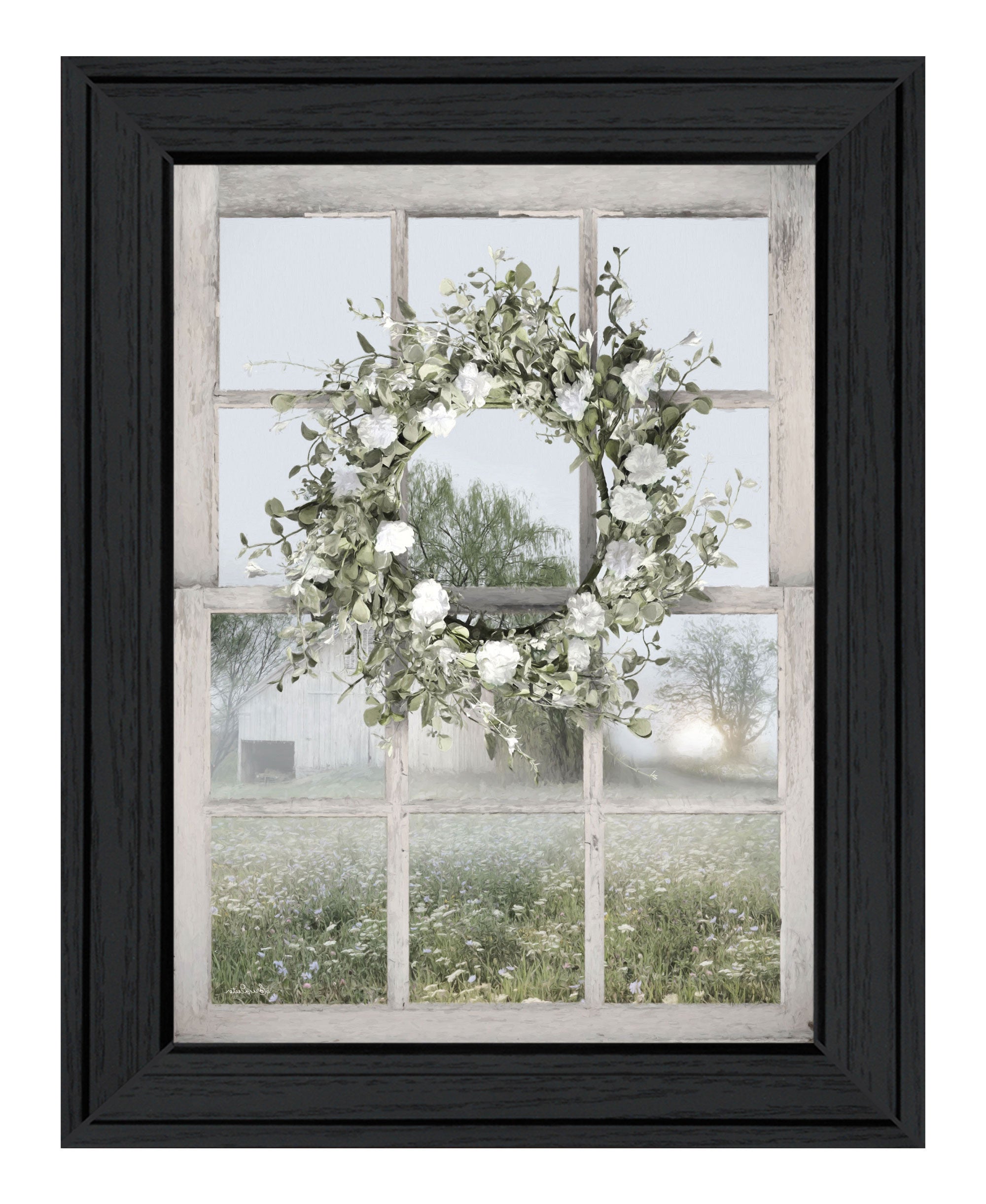 Spring Farm View Black Framed Print Wall Art