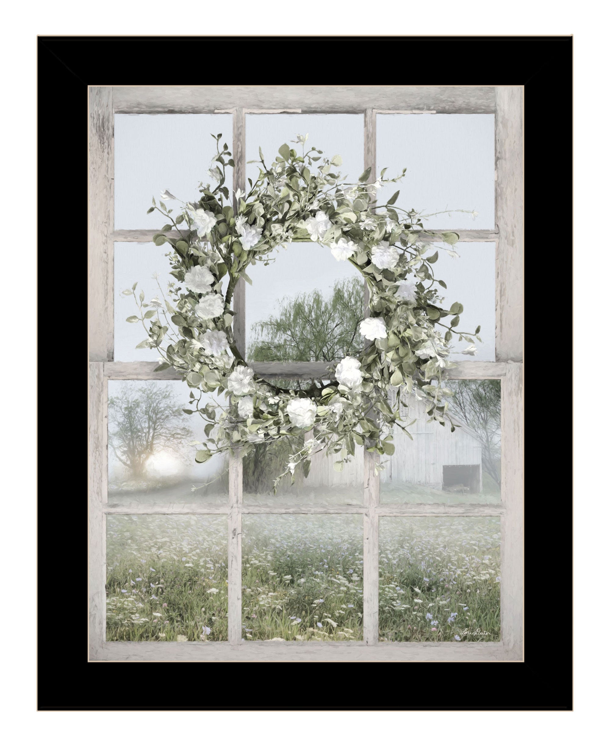 Spring Farm View Black Framed Print Wall Art