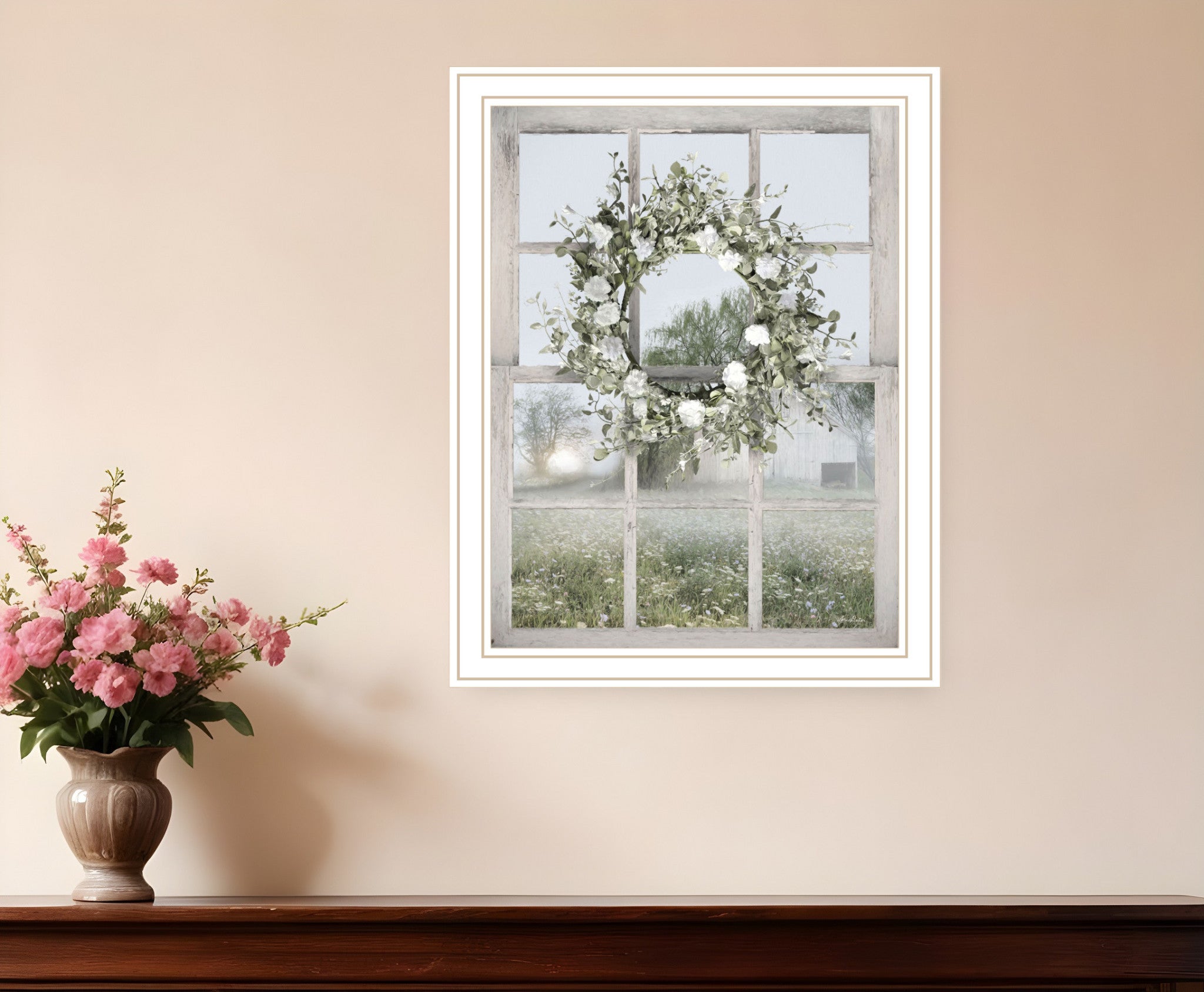 Spring Farm View Black Framed Print Wall Art