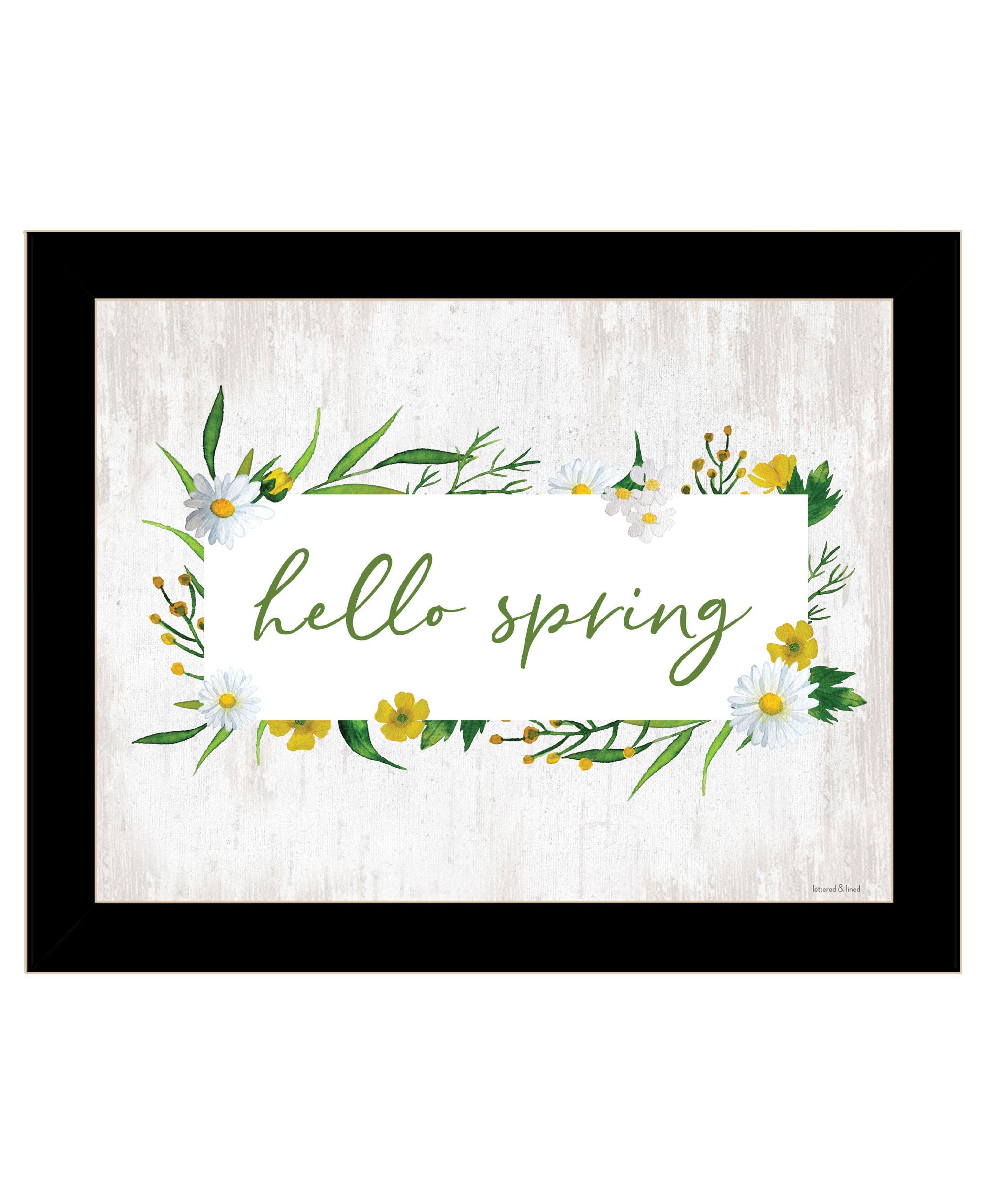 Hello Spring Black Framed Print Wall Art