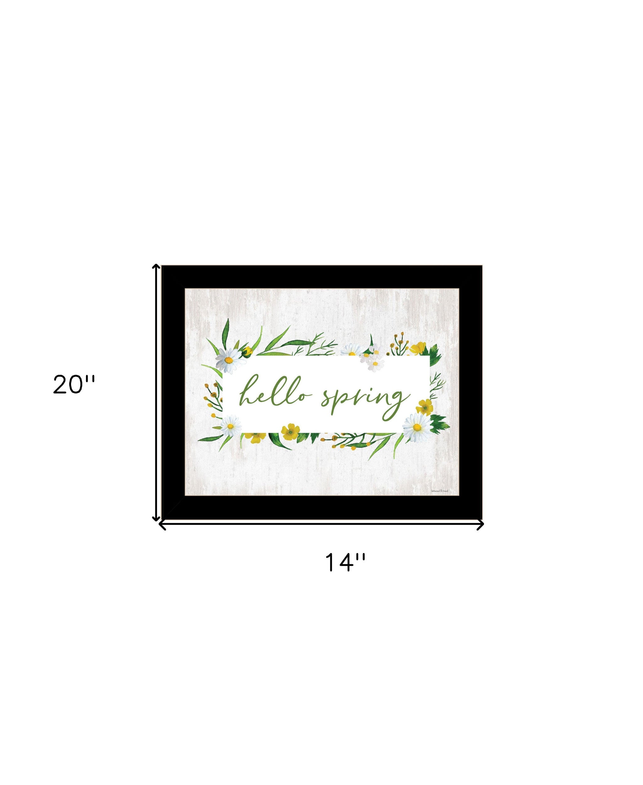 Hello Spring Black Framed Print Wall Art