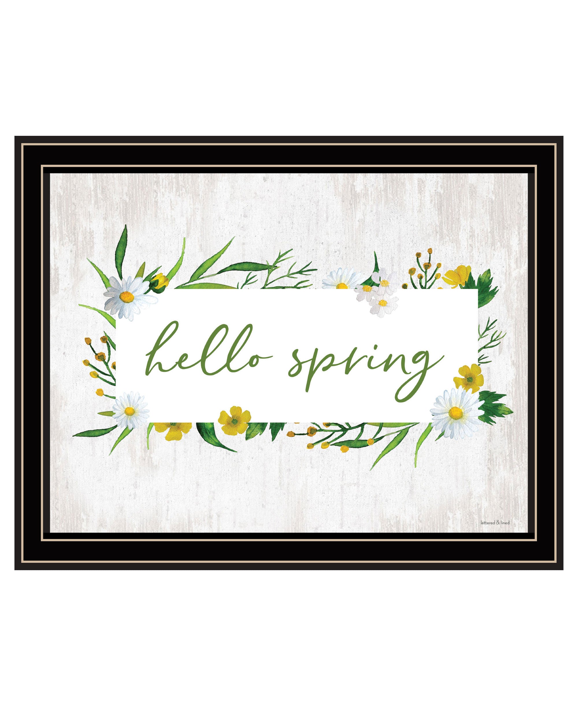 Hello Spring Black Framed Print Wall Art