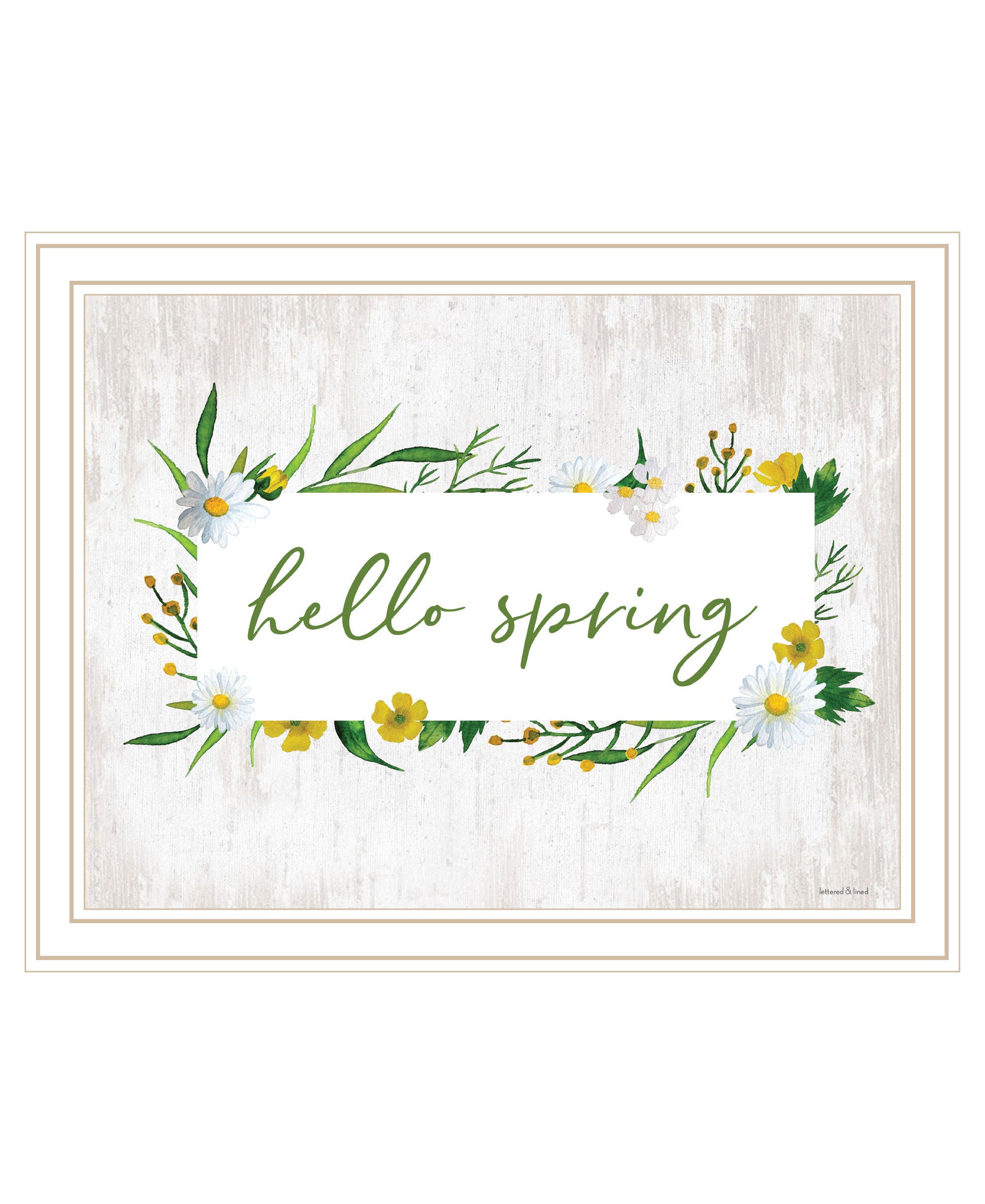 Hello Spring Black Framed Print Wall Art