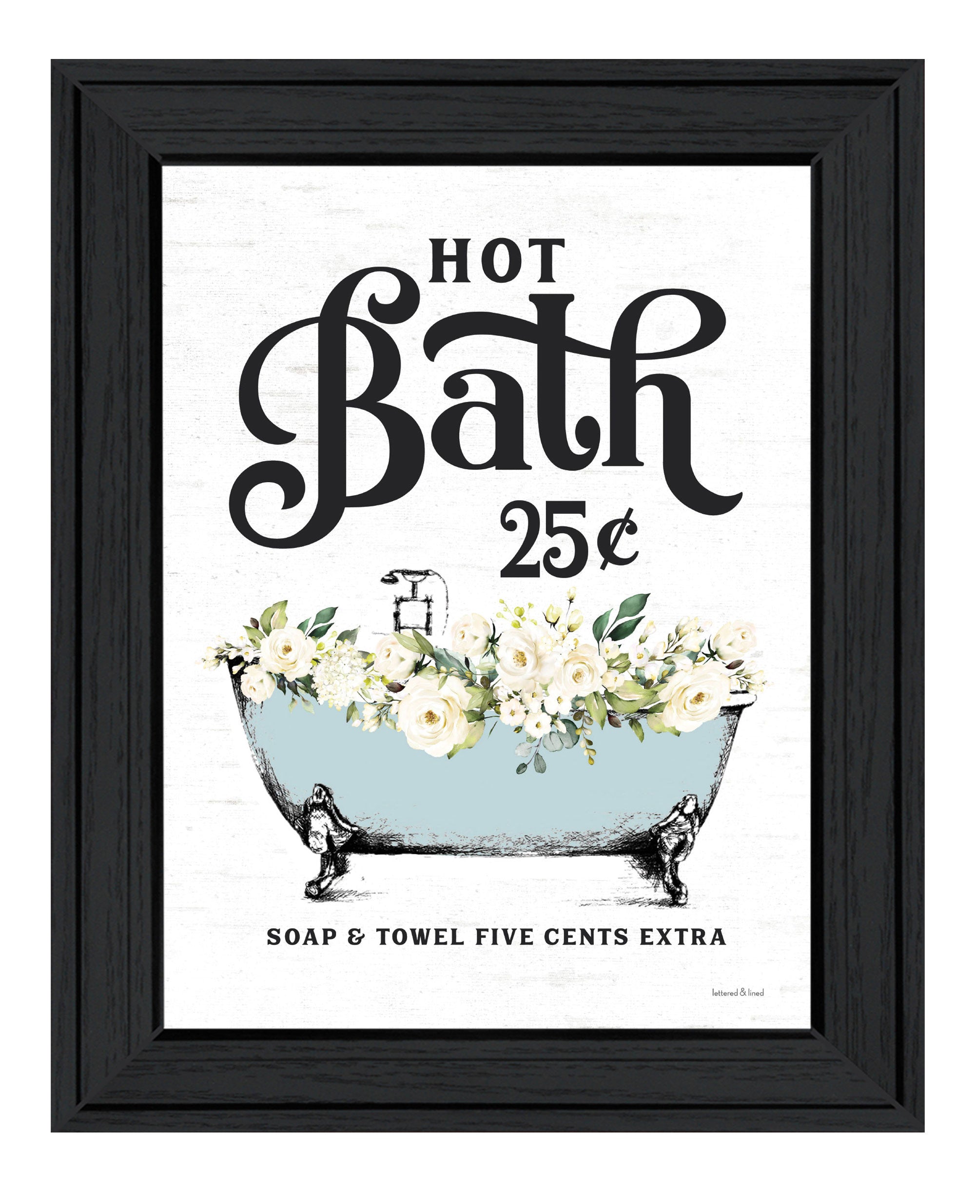 Hot Bath Black Framed Print Bathroom Wall Art