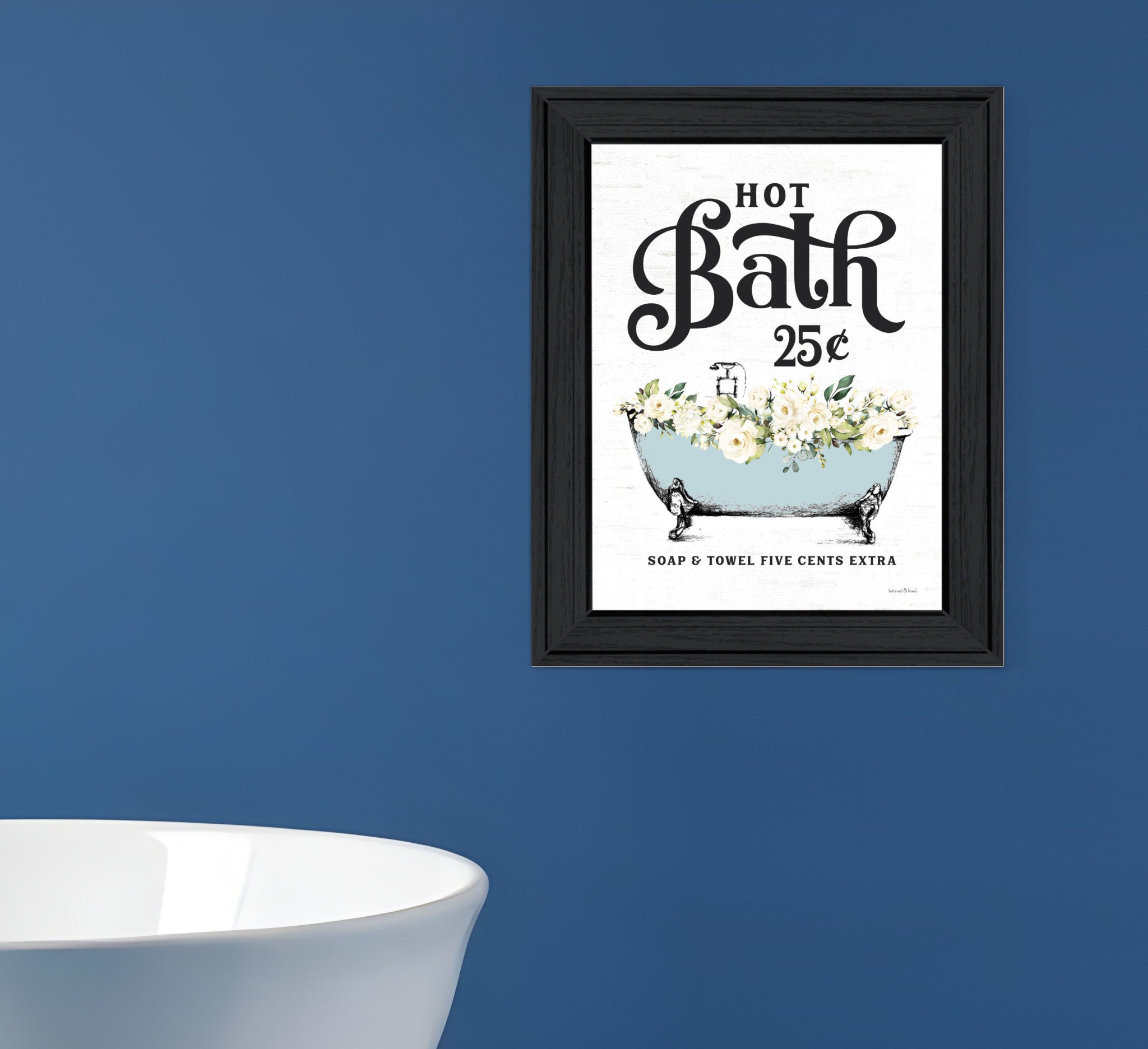 Hot Bath Black Framed Print Bathroom Wall Art