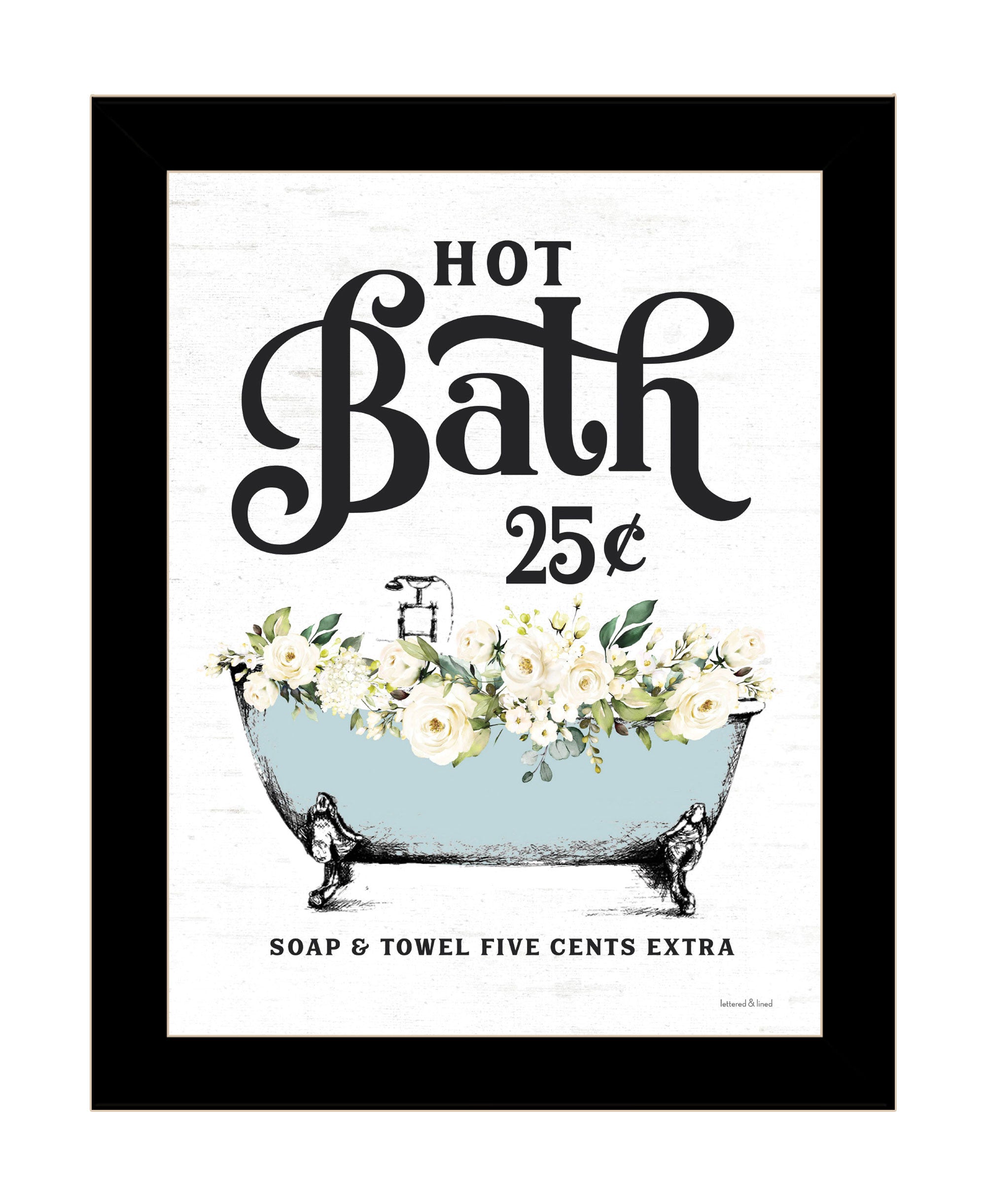 Hot Bath Black Framed Print Bathroom Wall Art