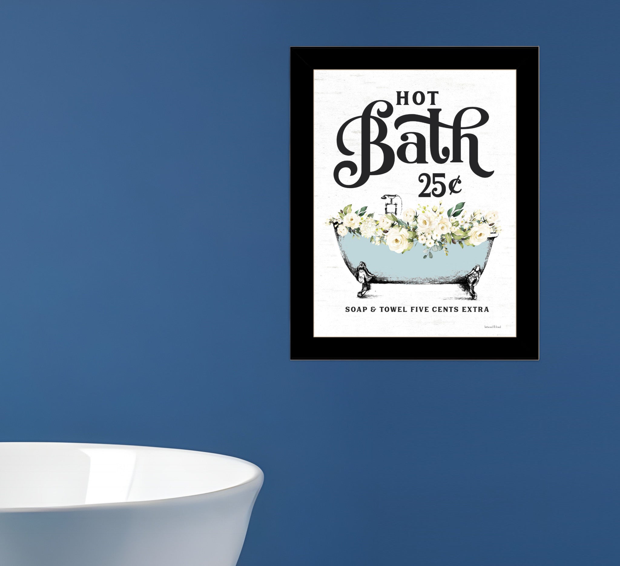 Hot Bath Black Framed Print Bathroom Wall Art