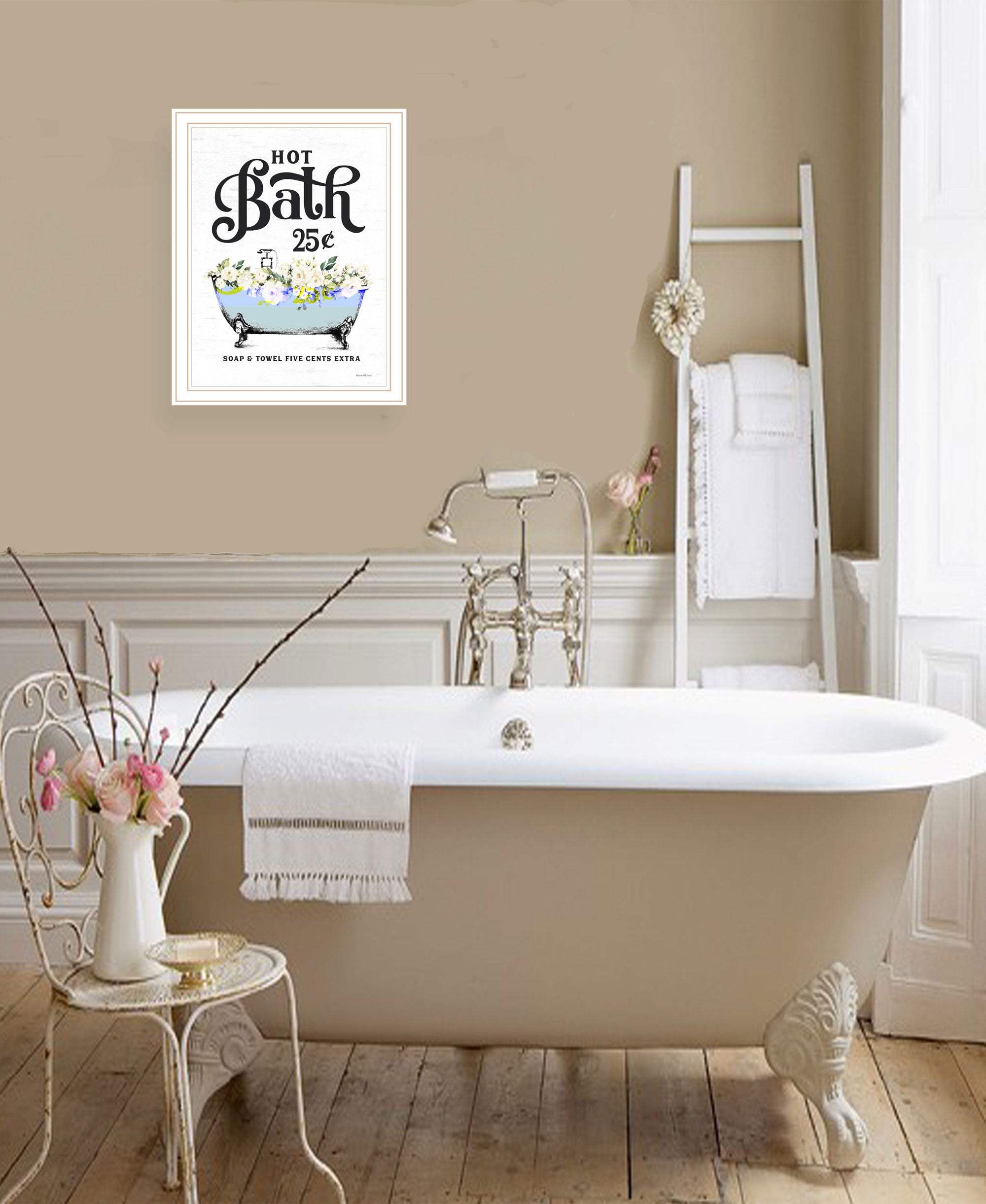 Hot Bath Black Framed Print Bathroom Wall Art