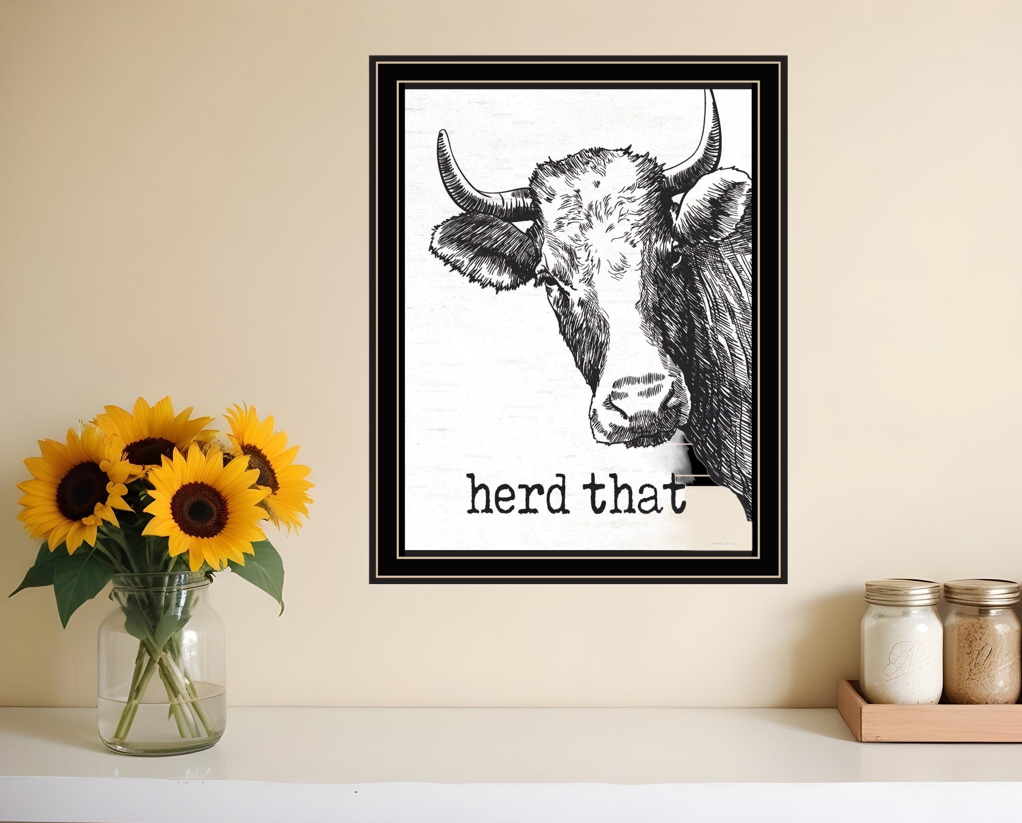 Herd That Black Framed Print Bathroom Wall Art