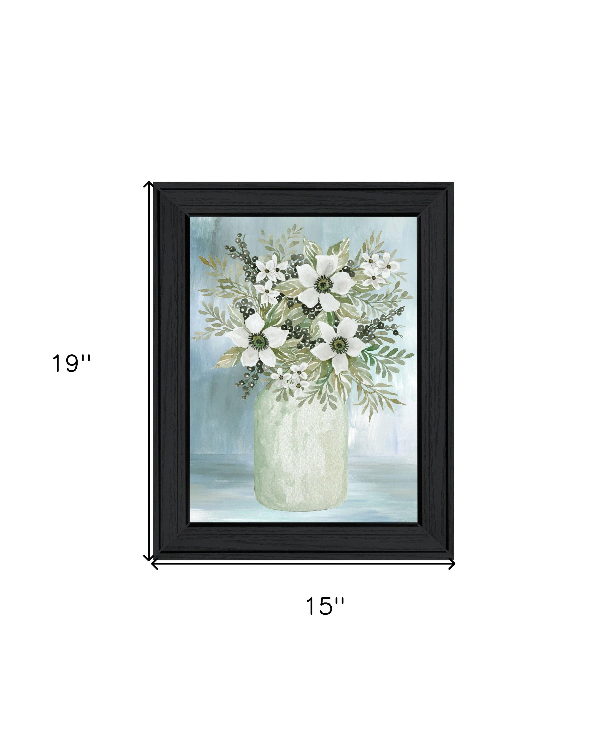 White Blooms Black Framed Print Wall Art