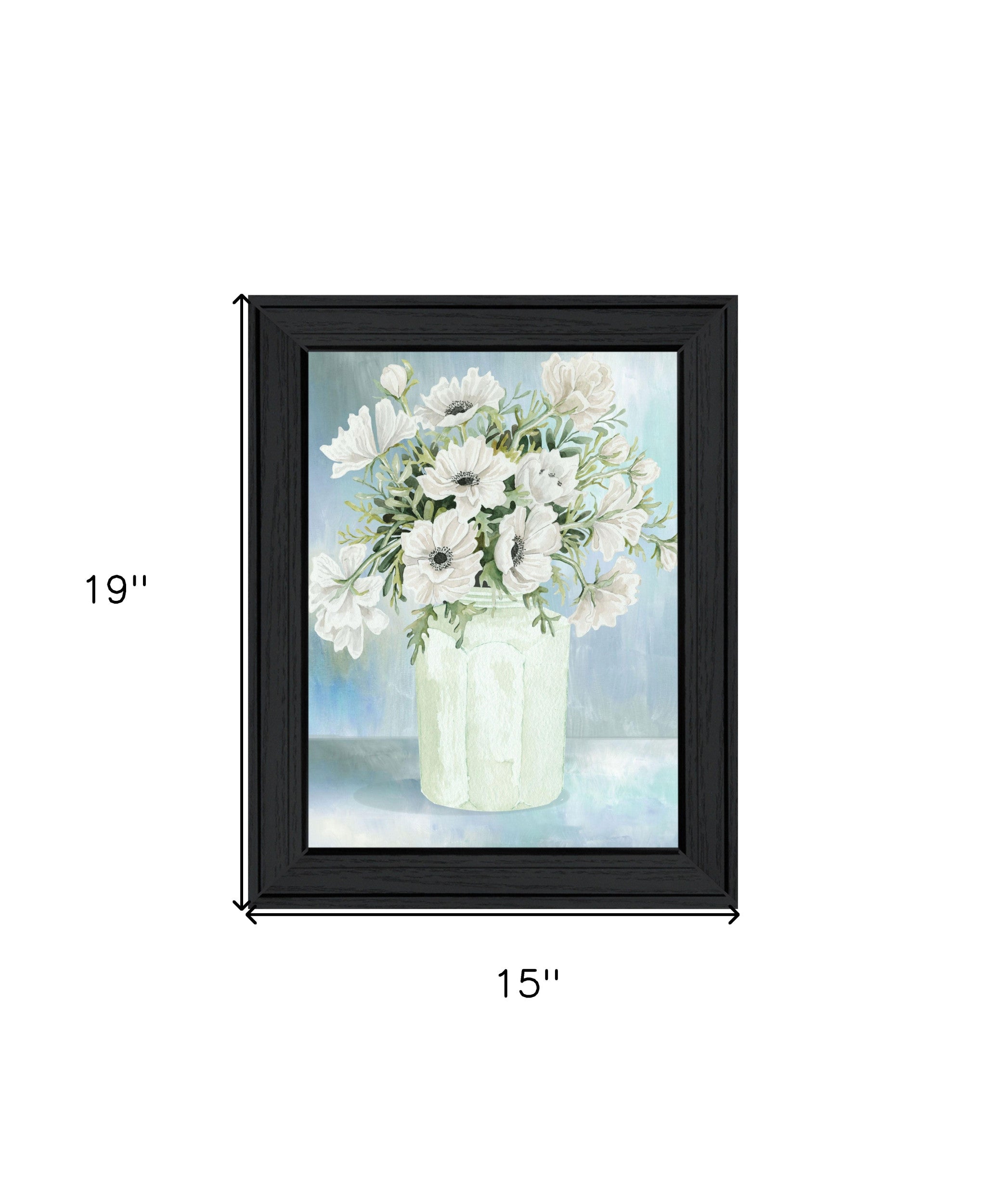 White Blooms Black Framed Print Wall Art