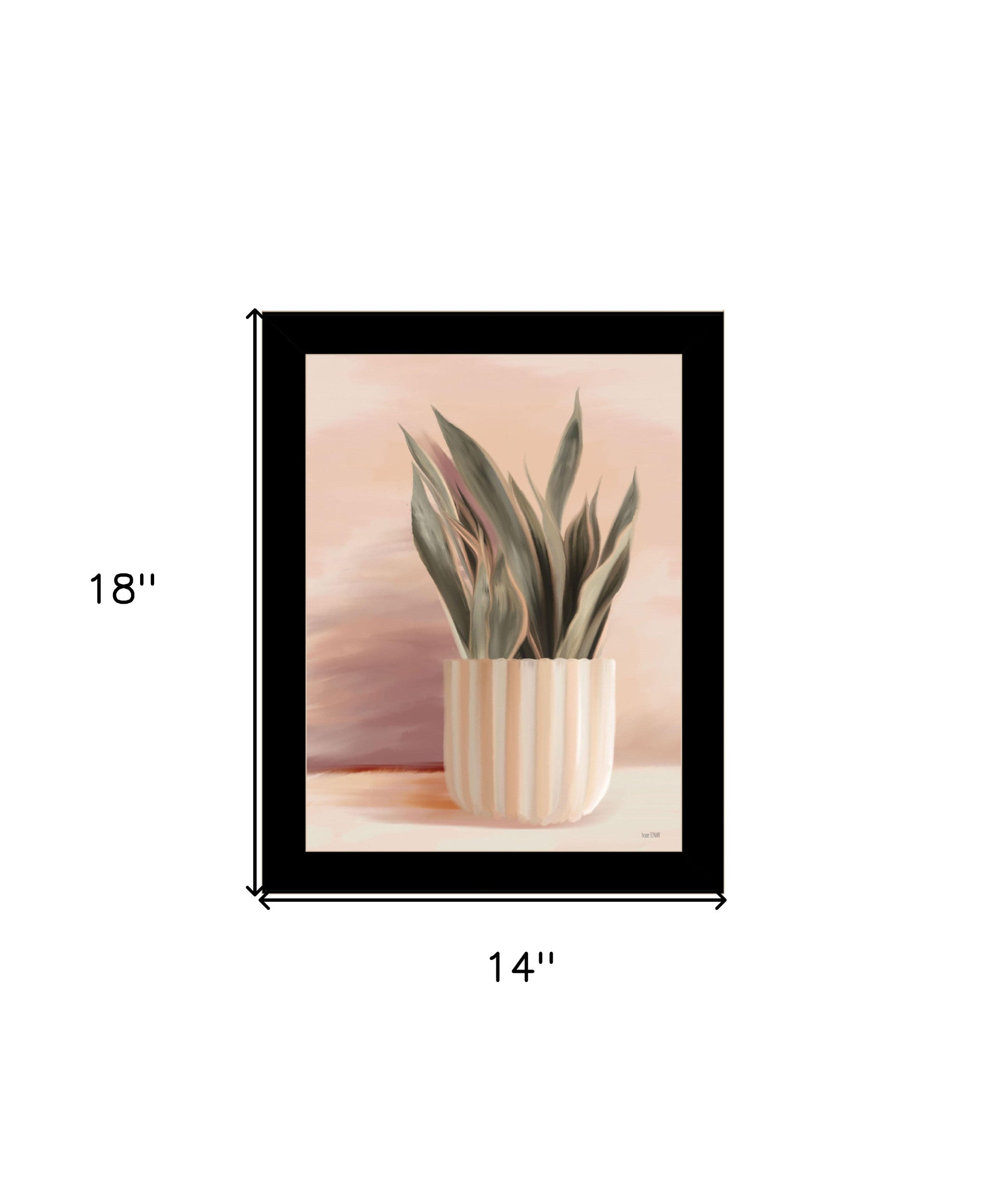 Striped Bohemian Plant Black Framed Print Wall Art