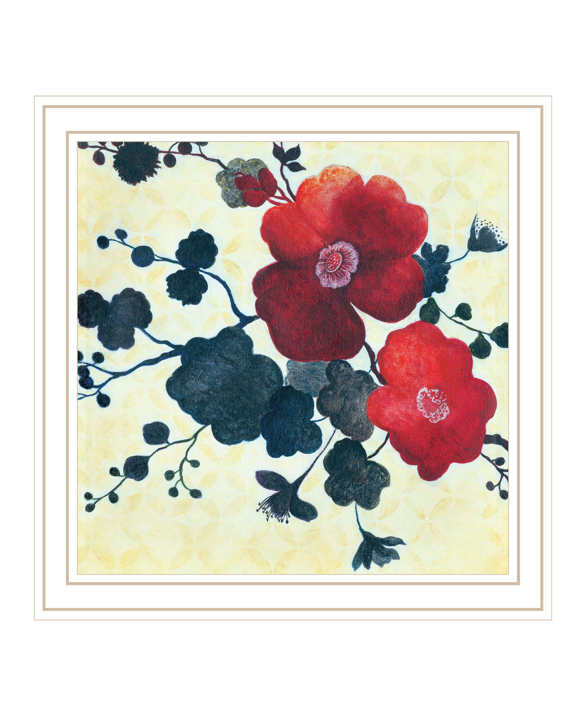 Japanese Blossoms Black Framed Print Wall Art