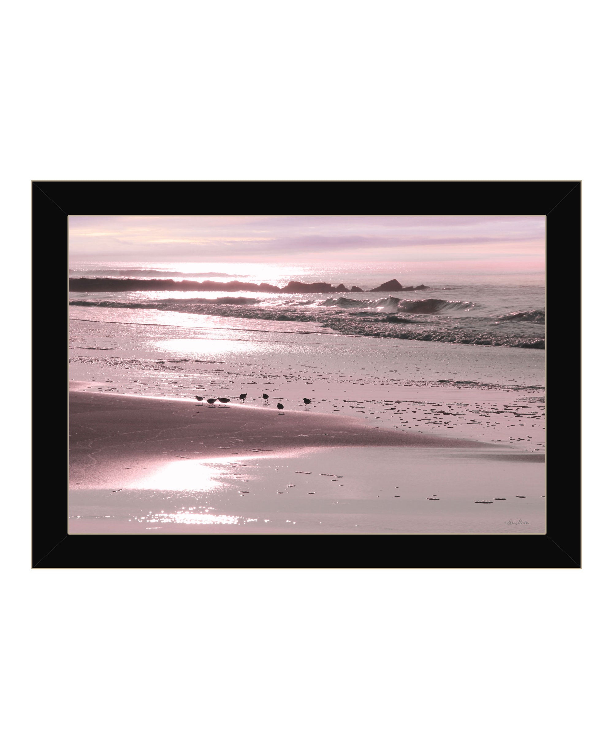 Breakfast On The Beach Black Framed Print Wall Art