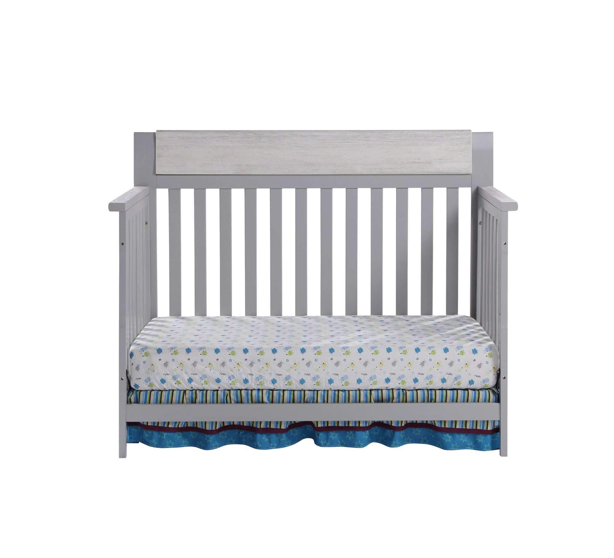 Gray Solid and Manufactured Wood Standard Four In One Convertible Crib