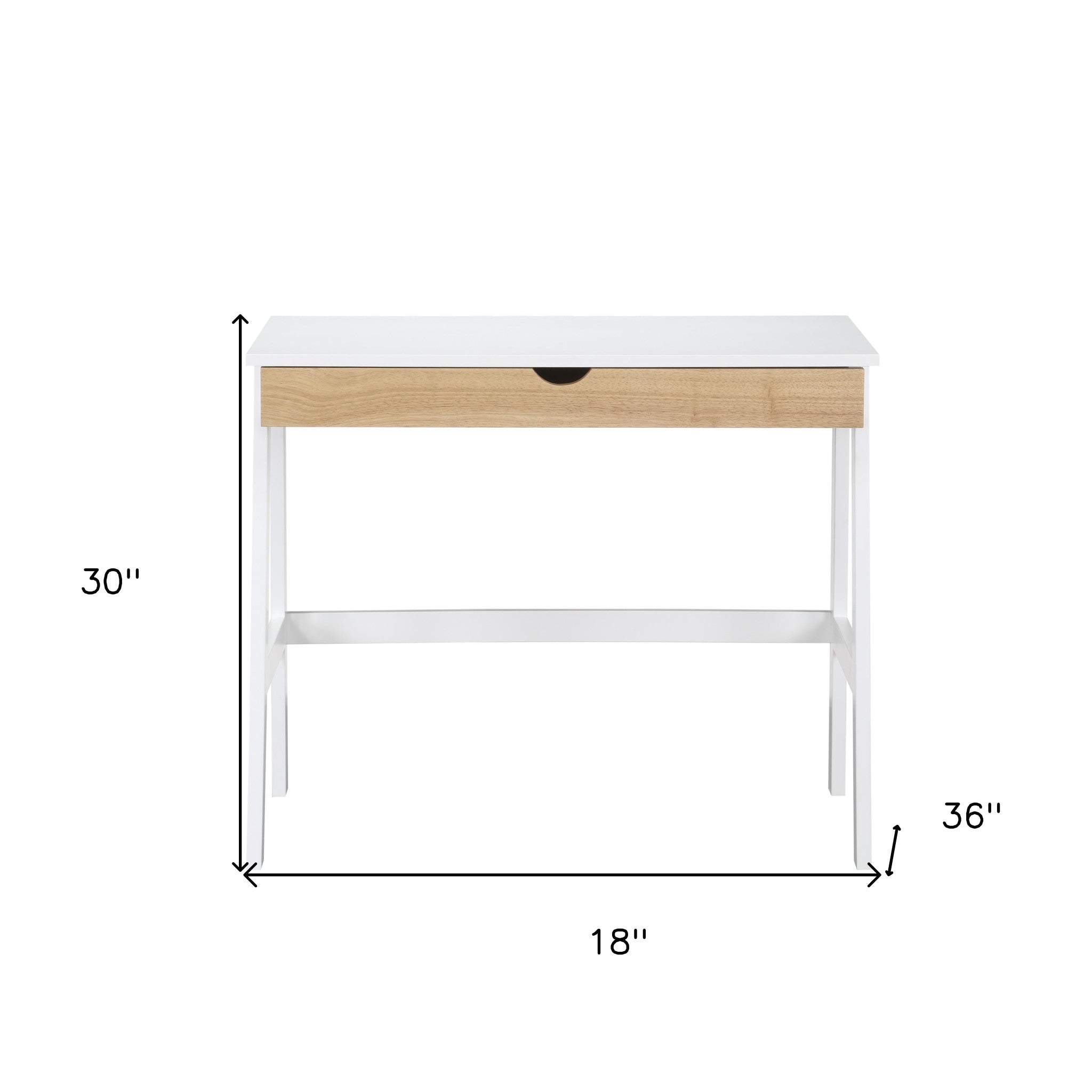 36" White and Natural Writing Desk