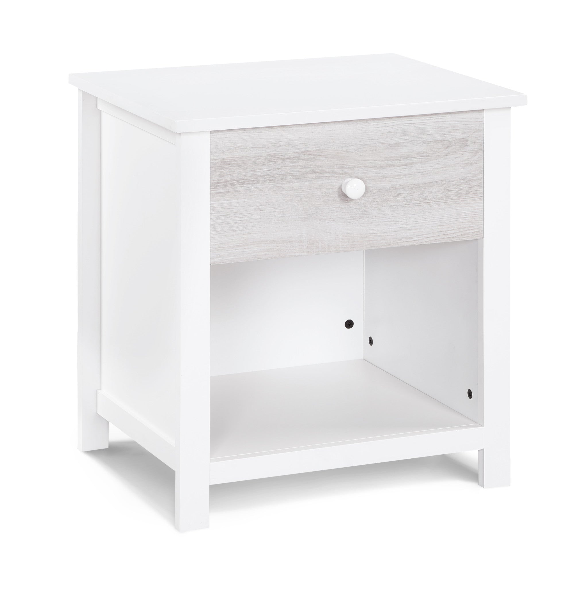 24" White and Gray One Drawer Nightstand