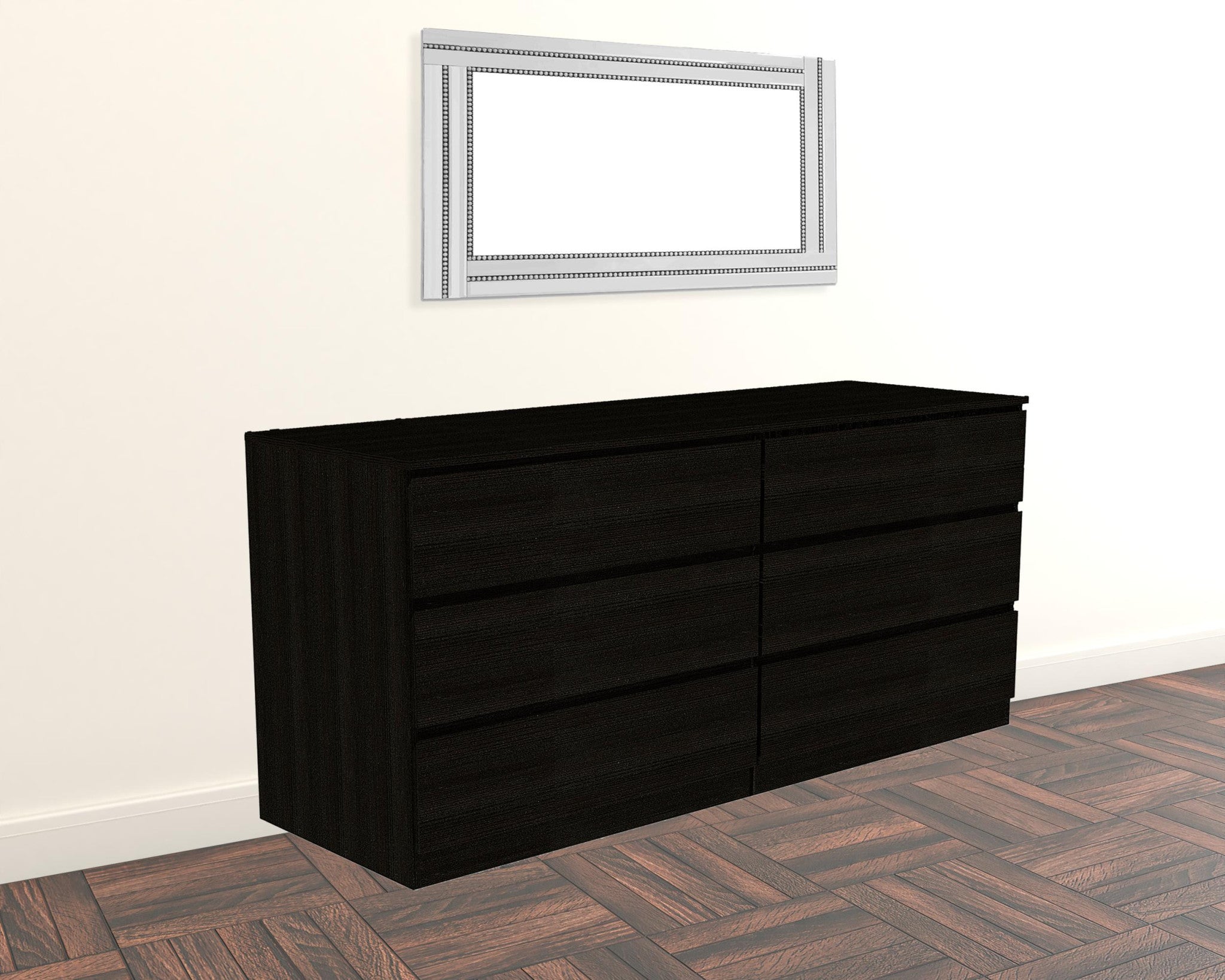 31" Black Six Drawer Standard Dresser