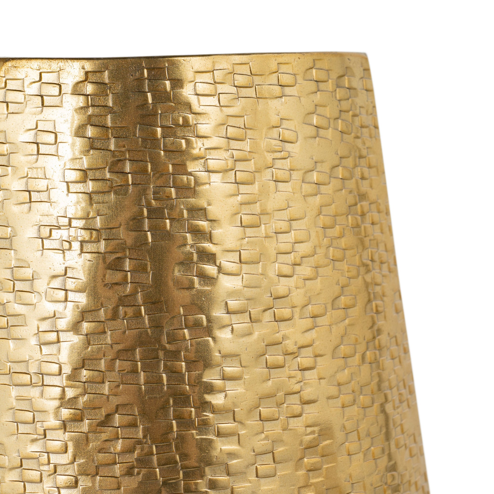 14" Gold Aluminum Abstract Cylinder Table Vase