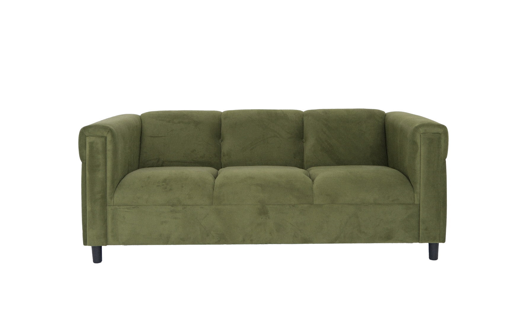 72" Moss Green Suede Sofa With Black Legs