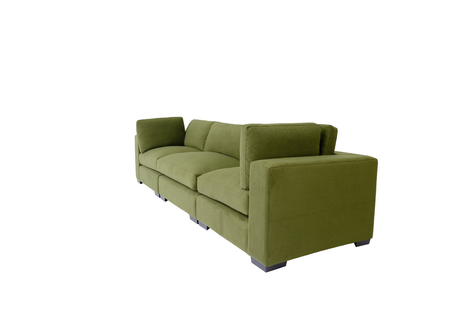 126" Moss Green Microfiber And Dark Brown Sofa