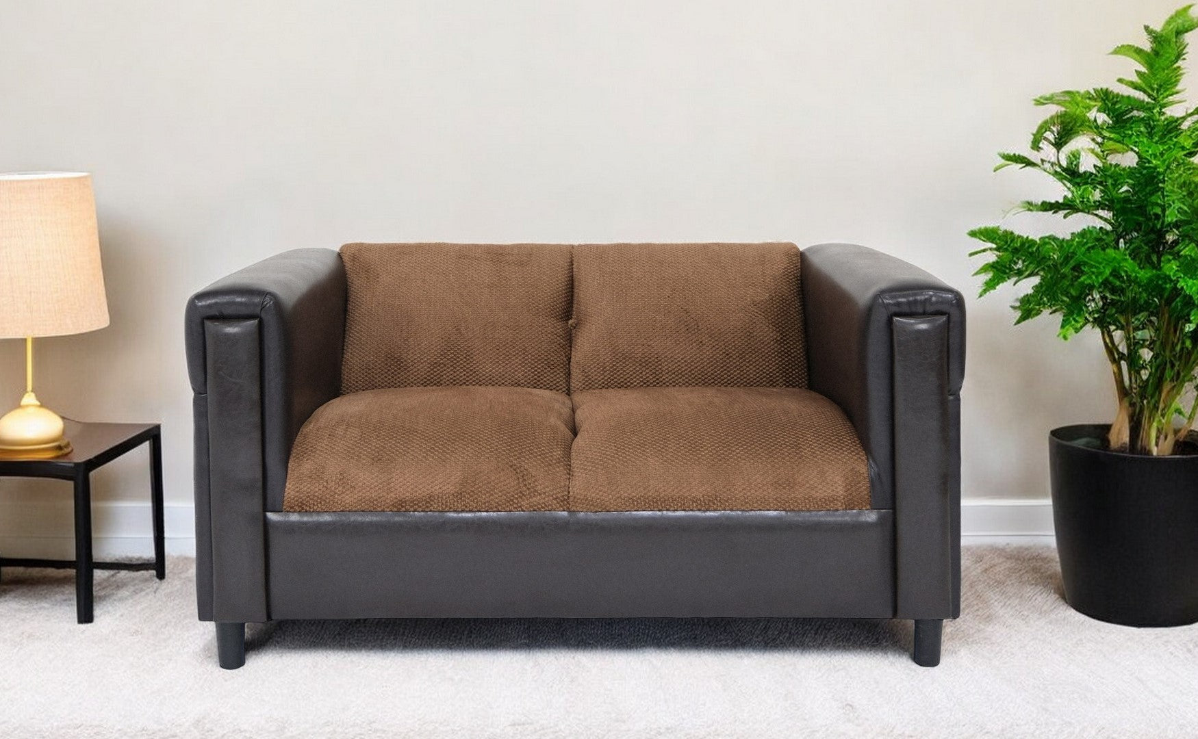 72" Brown Black Chenille Love Seat