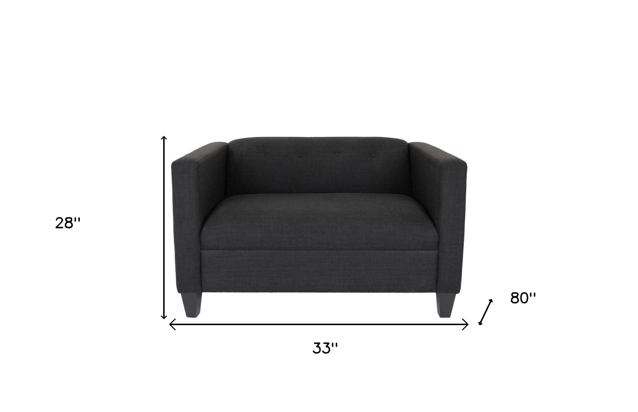 80" Black and Dark Brown Polyester Blend Love Seat