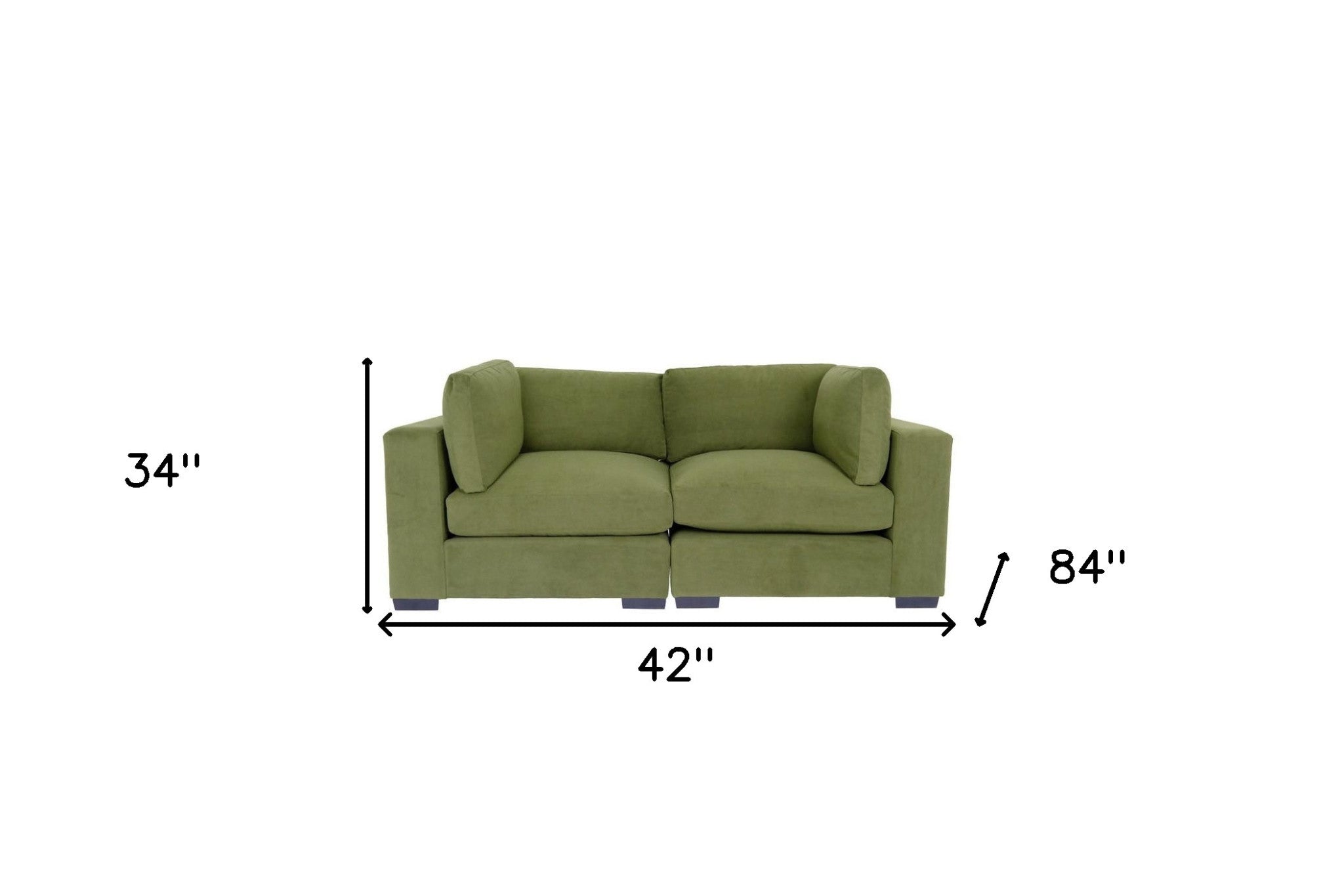 84" Forest Green and Dark Brown Love Seat