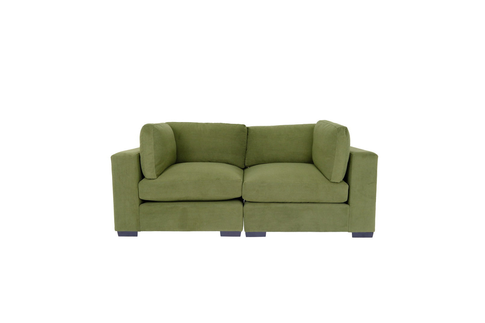 84" Forest Green and Dark Brown Love Seat