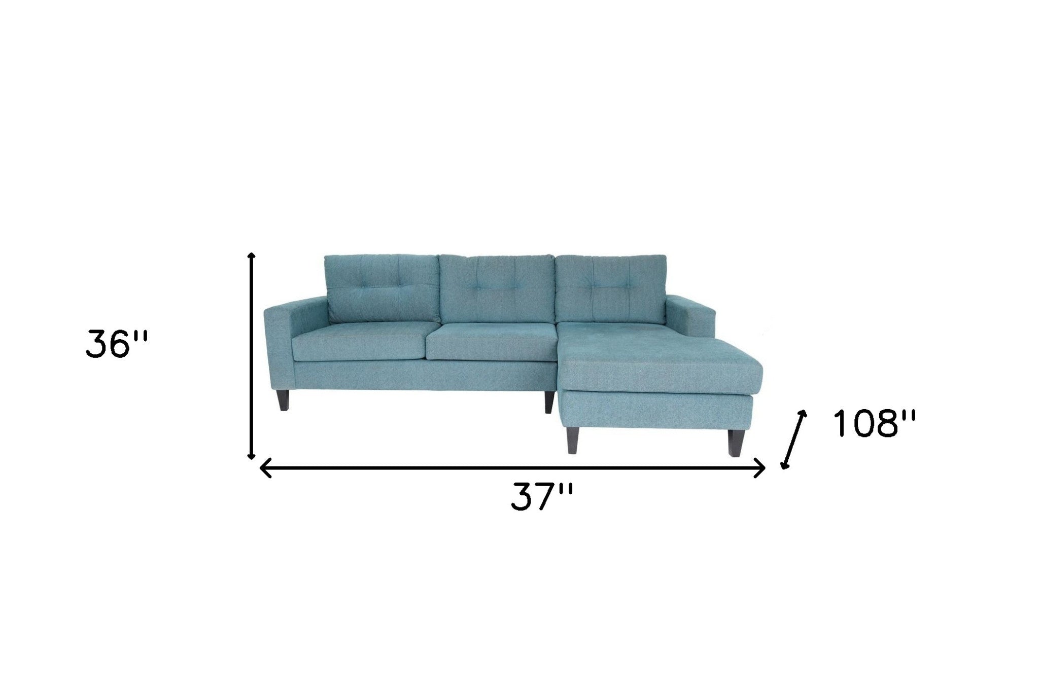 Blue Polyester Blend L Shaped Two Piece Sofa and Chaise Sectional