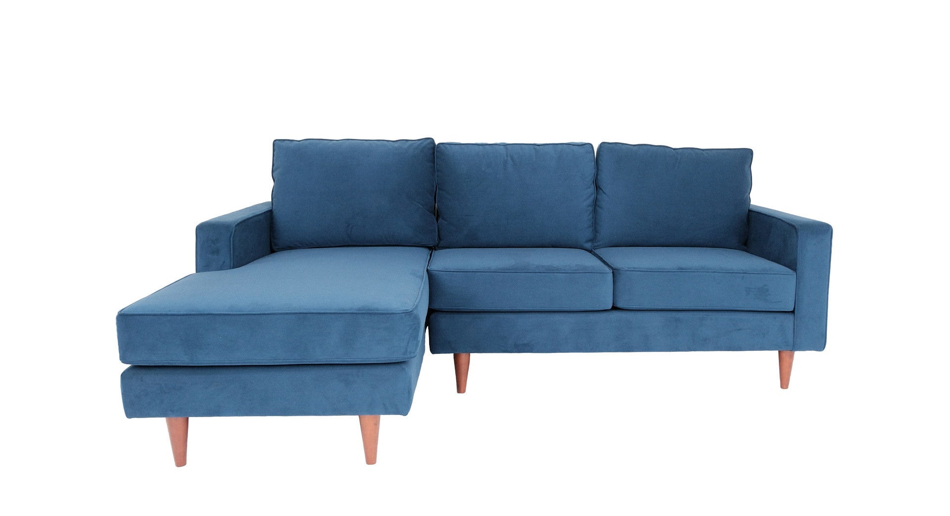 Navy Blue Polyester Blend L Shaped Two Piece Corner Sectional