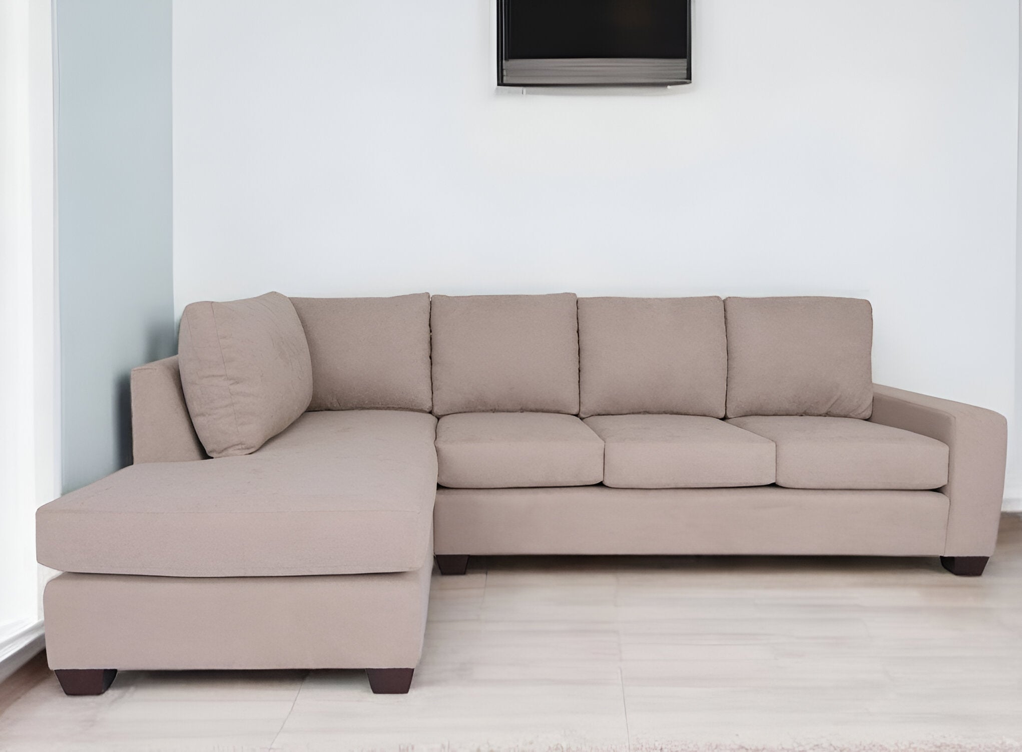 Tan Polyester Blend L Shaped Two Piece Sectional