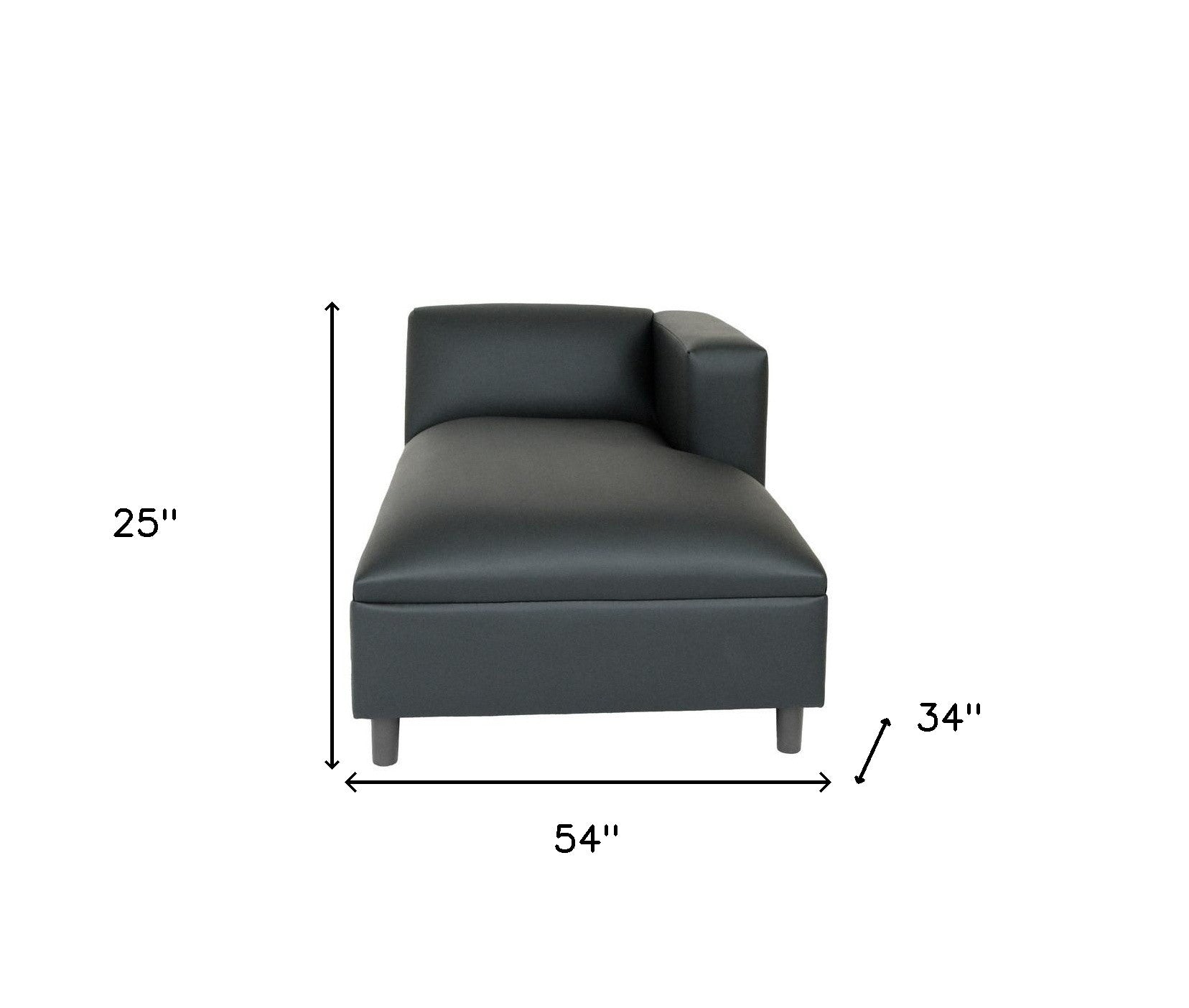 54" Black Faux Leather Lounge Chair