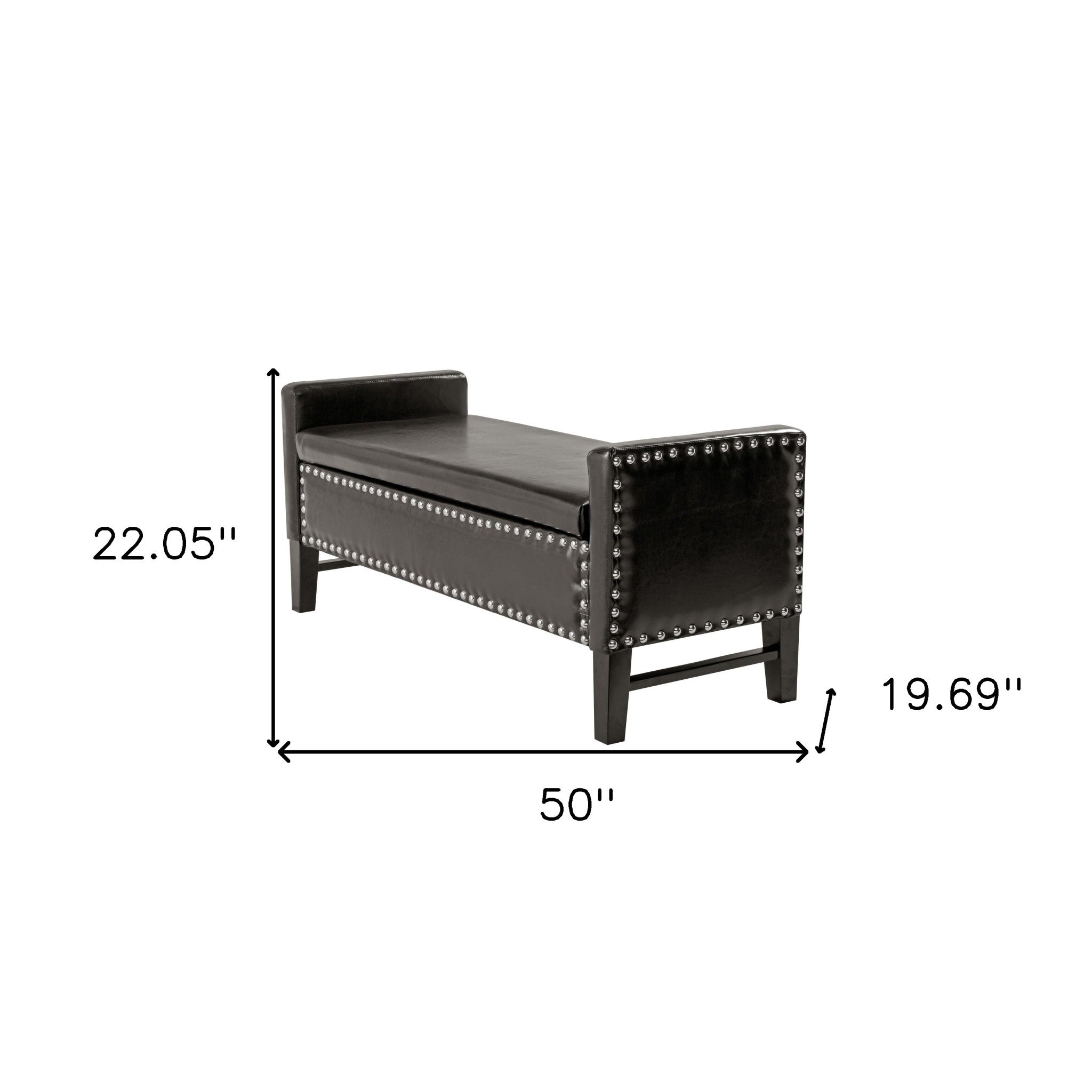 50" Espresso Upholstered PU Leather Bench with Flip top