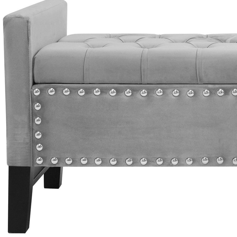 50" Navy Blue and Black Upholstered Velvet Bench with Flip top, Shoe Storage