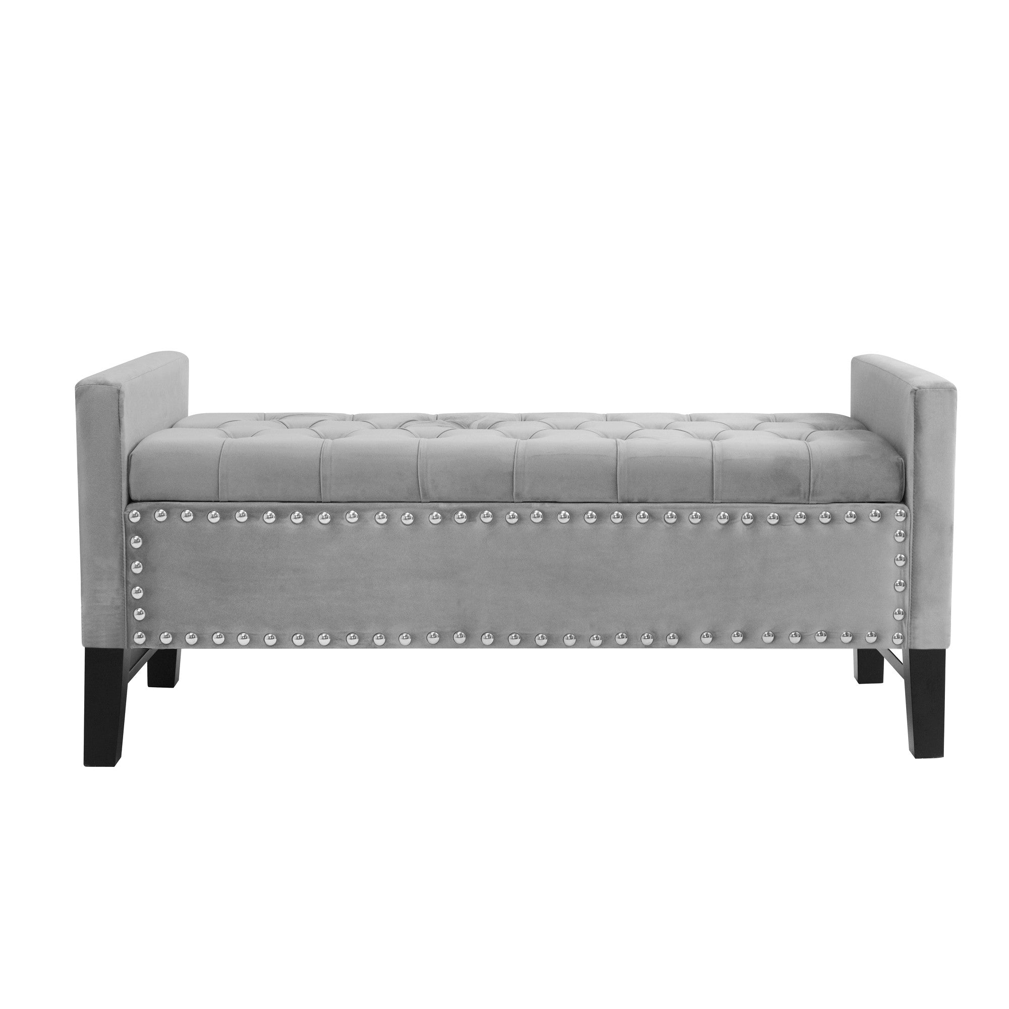 50" Navy Blue and Black Upholstered Velvet Bench with Flip top, Shoe Storage