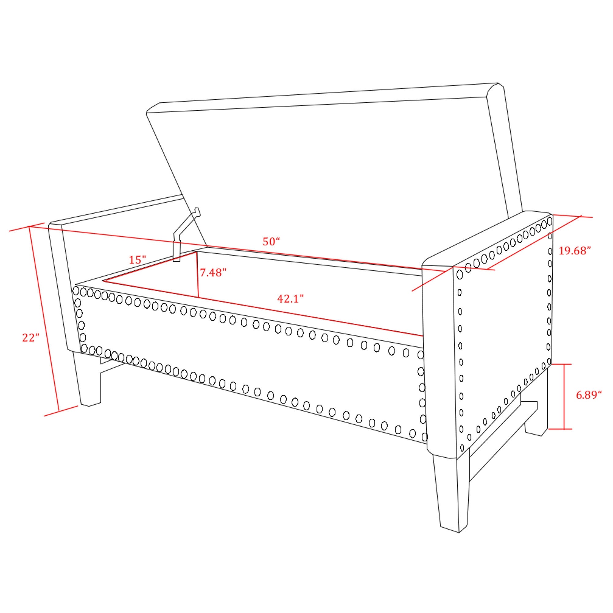 50" Espresso Upholstered PU Leather Bench with Flip top