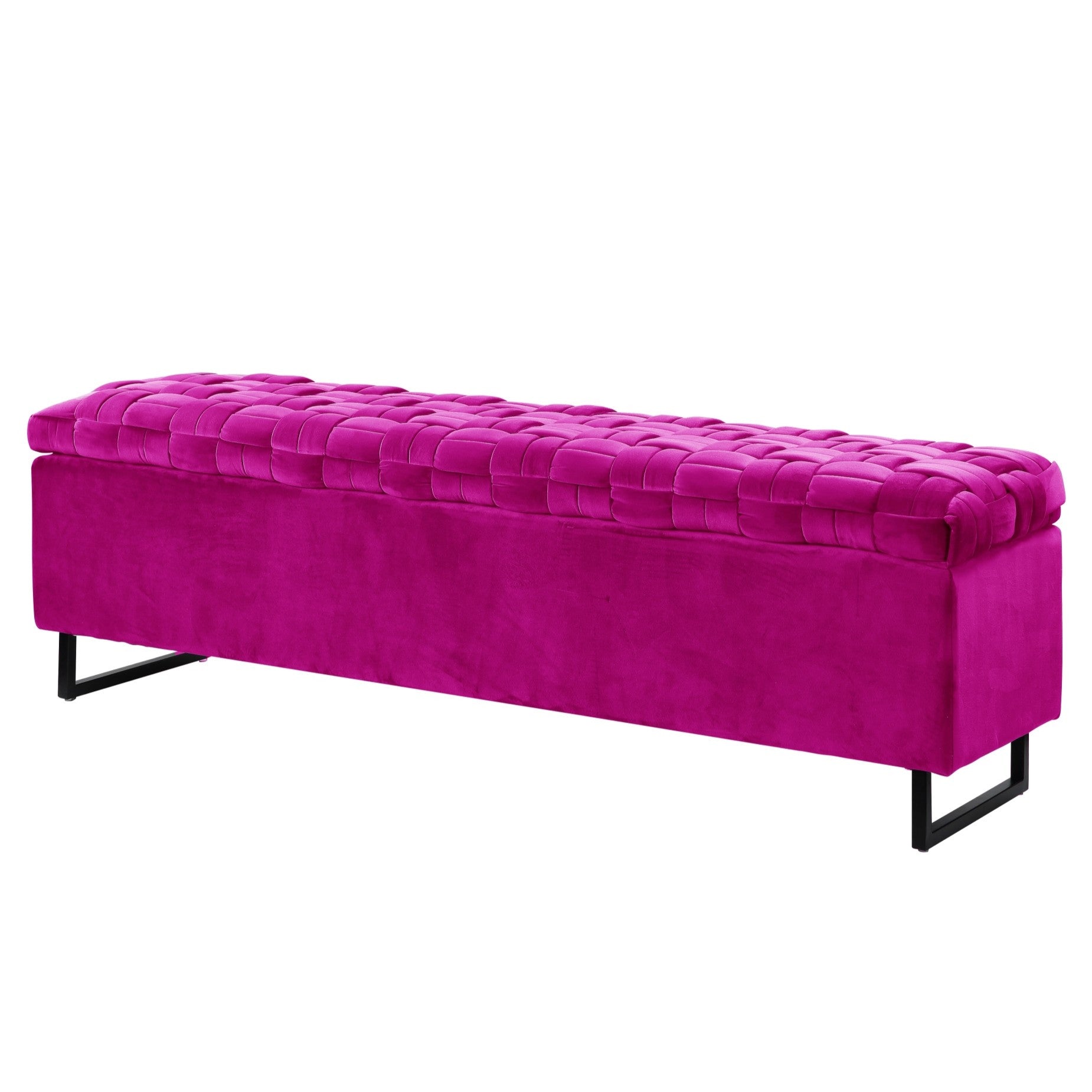 16" Fuchsia Upholstered Velvet Bench with Flip top