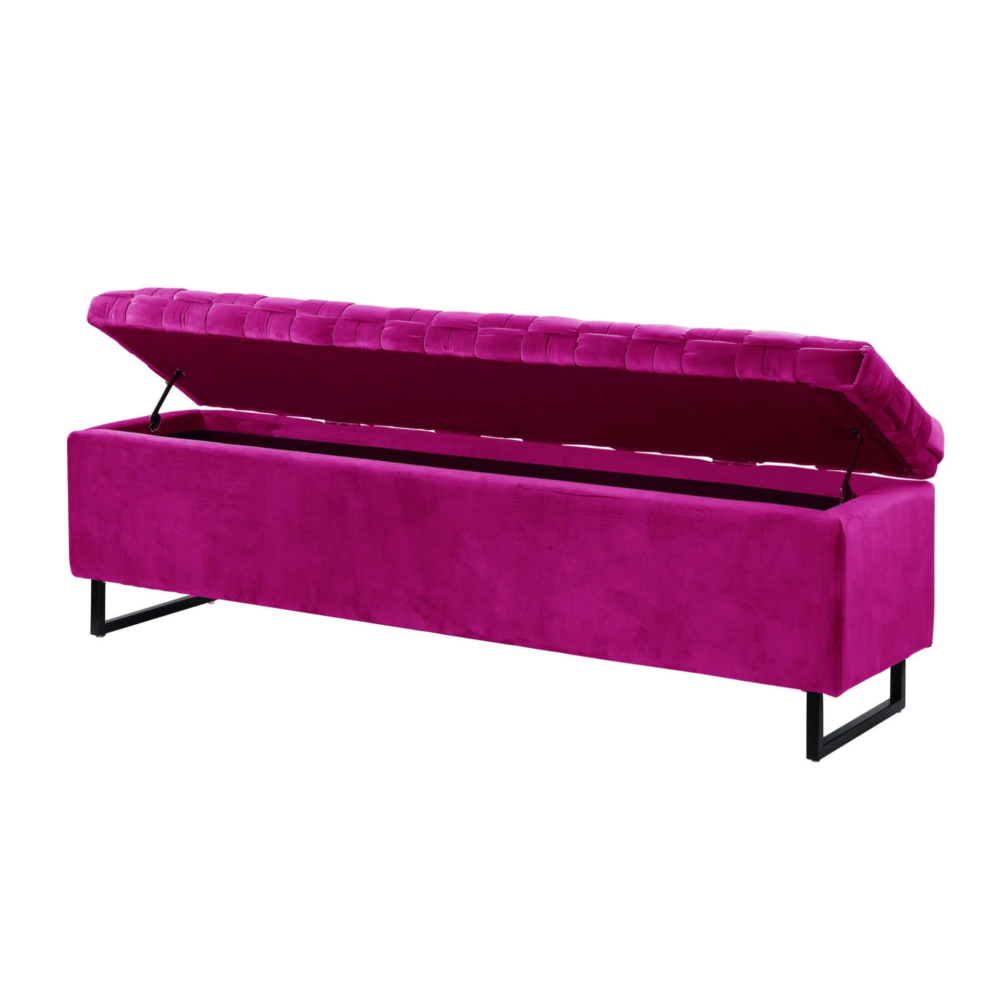 16" Fuchsia Upholstered Velvet Bench with Flip top