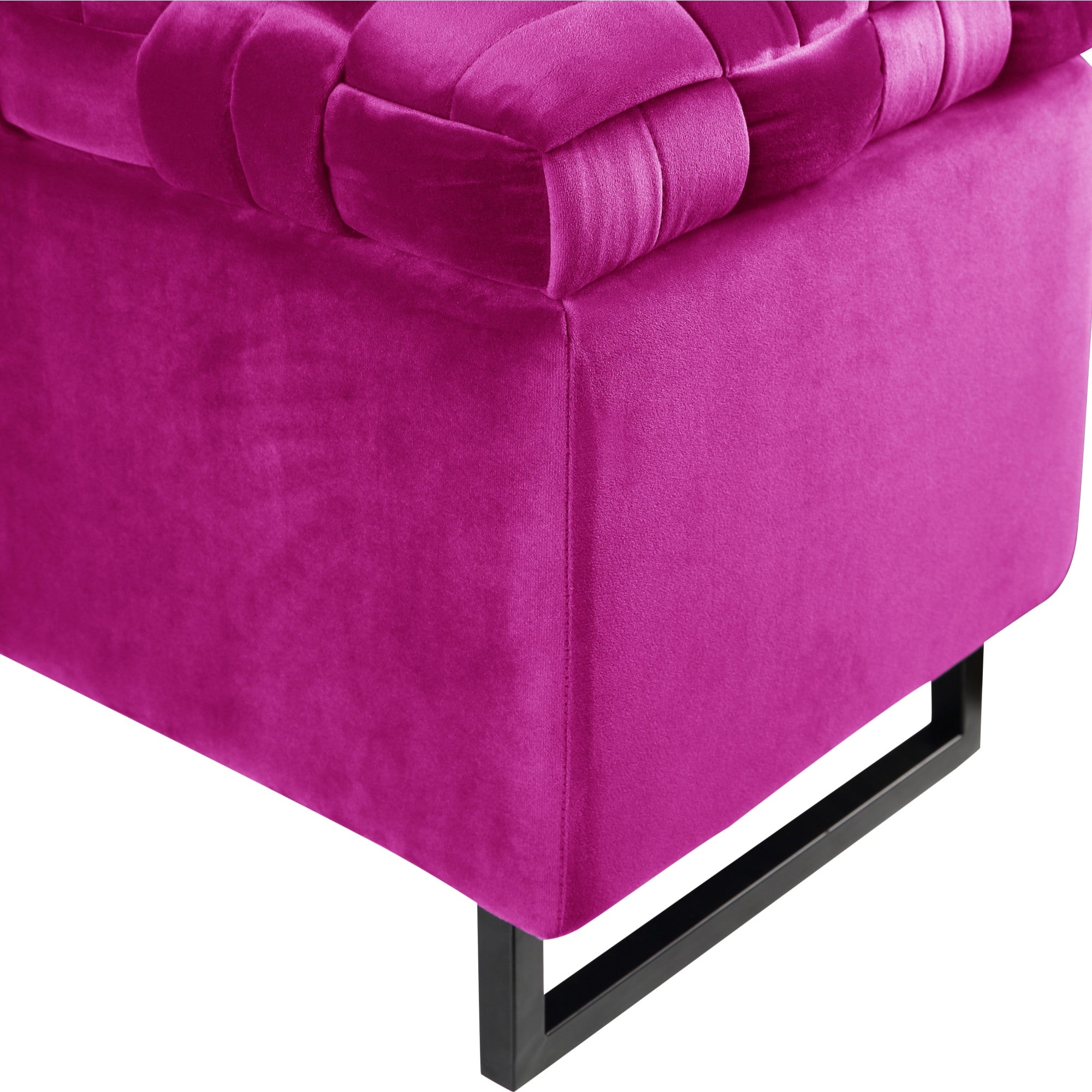 16" Fuchsia Upholstered Velvet Bench with Flip top