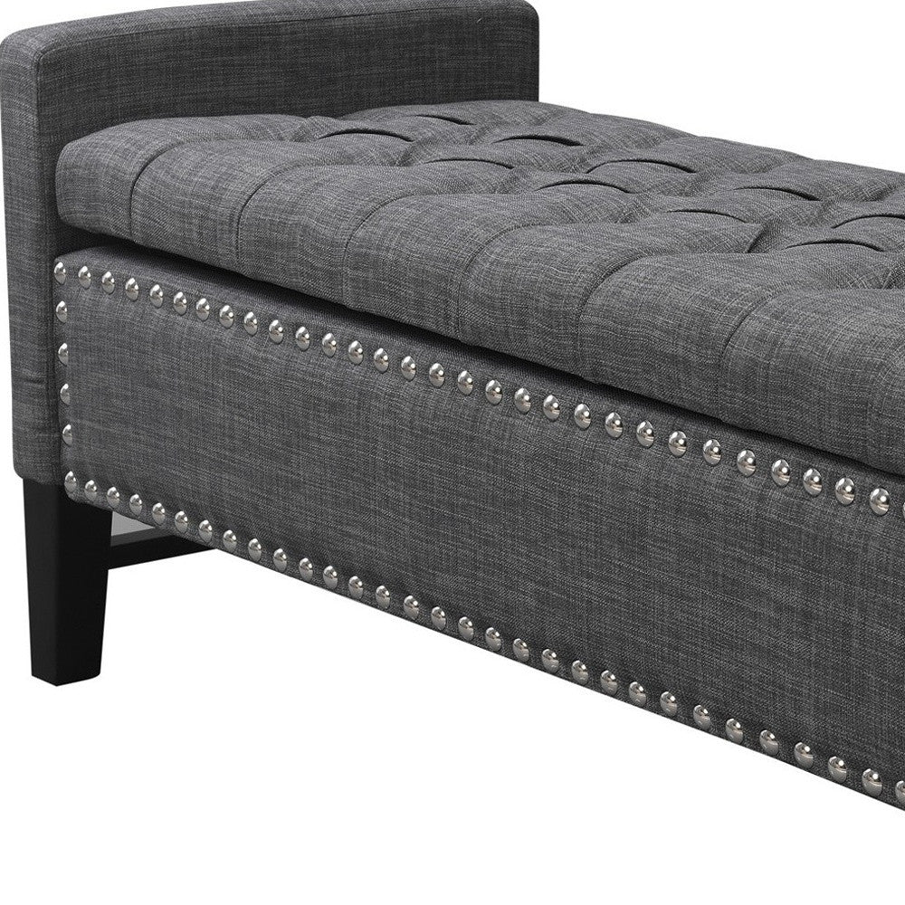 50" Navy Blue and Black Upholstered Velvet Bench with Flip top, Shoe Storage