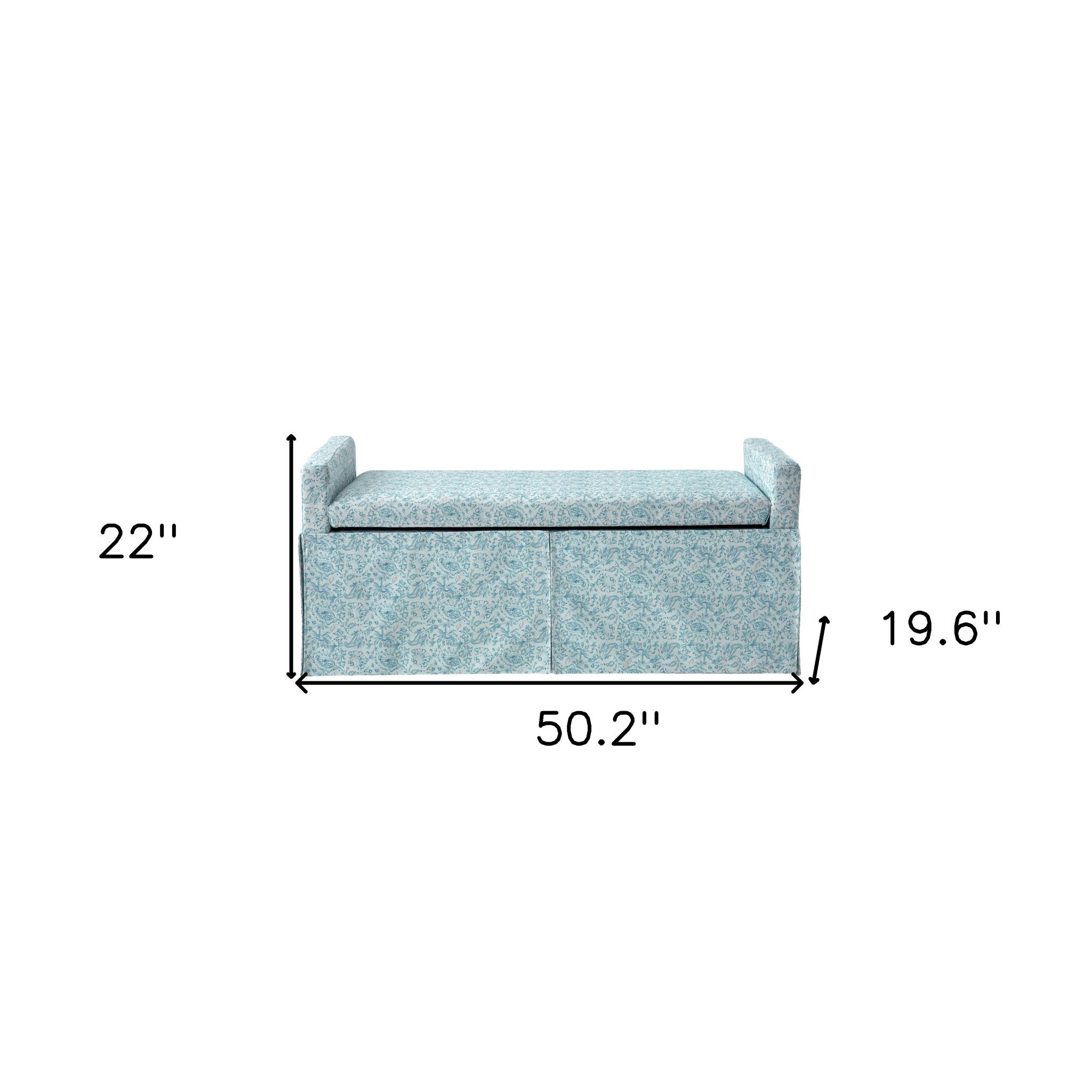 50" Blue Upholstered Linen Bench with Flip top, Shoe Storage