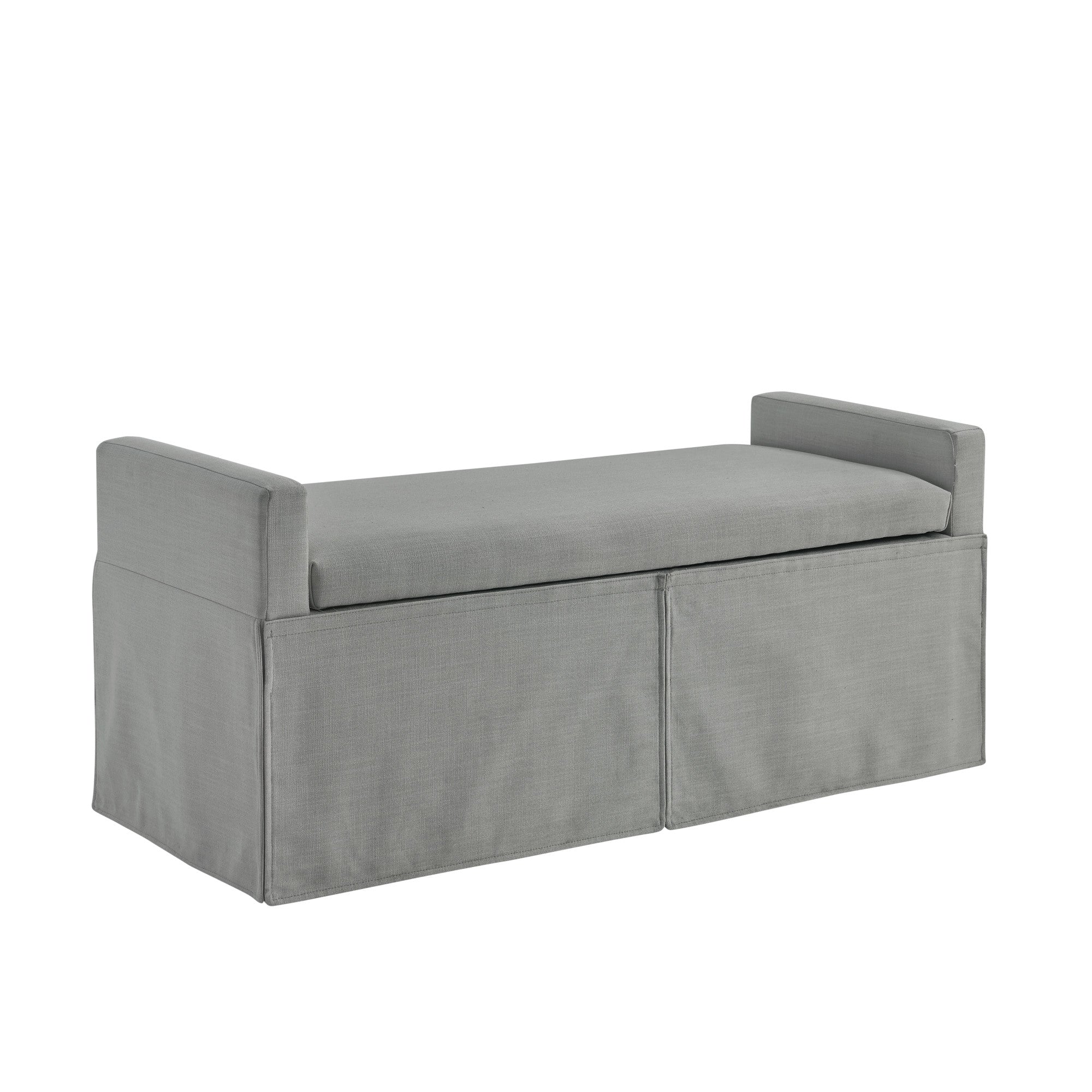 50" Blue Upholstered Linen Bench with Flip top, Shoe Storage