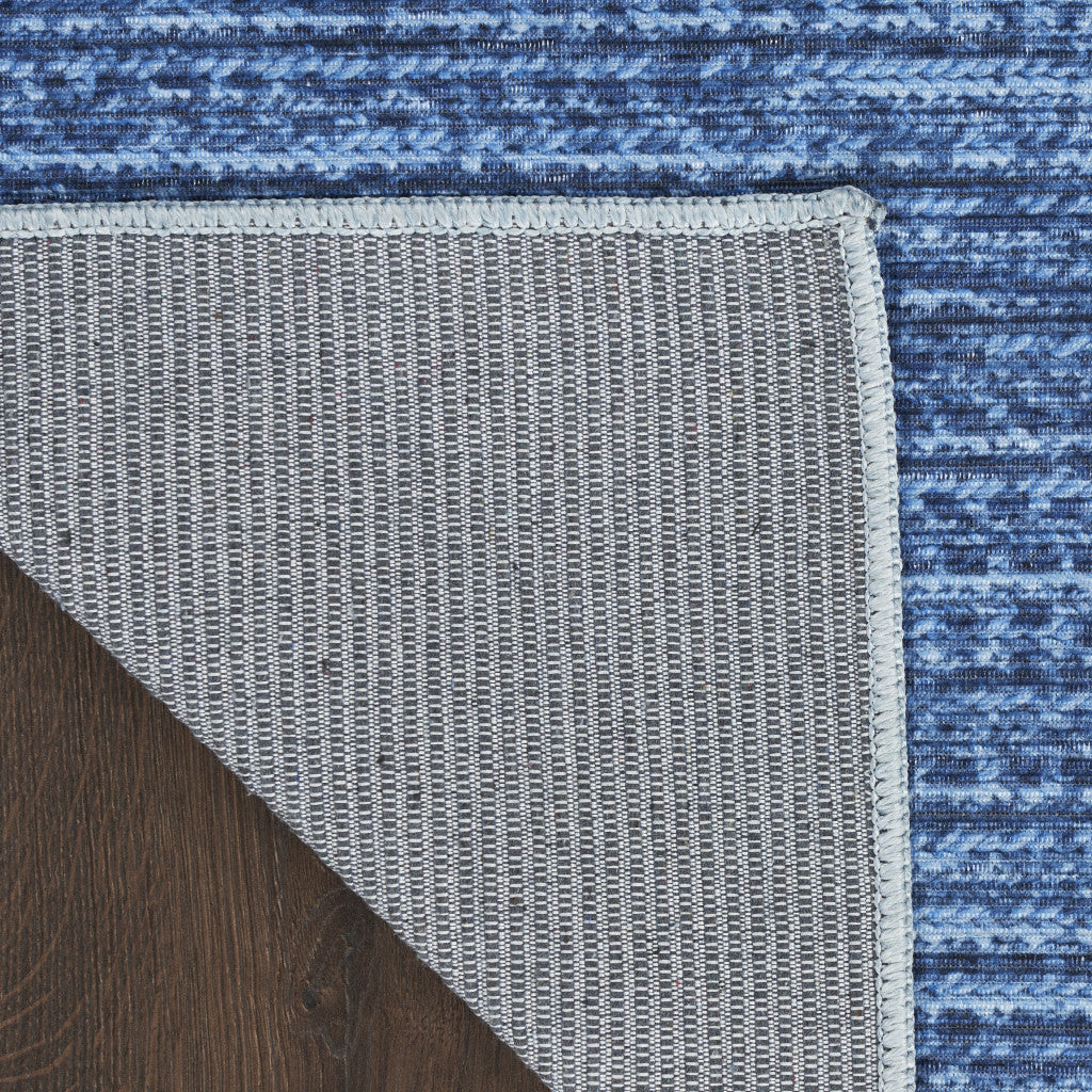 5' x 7' Blue and Gray Abstract Power Loom Washable Non Skid Area Rug