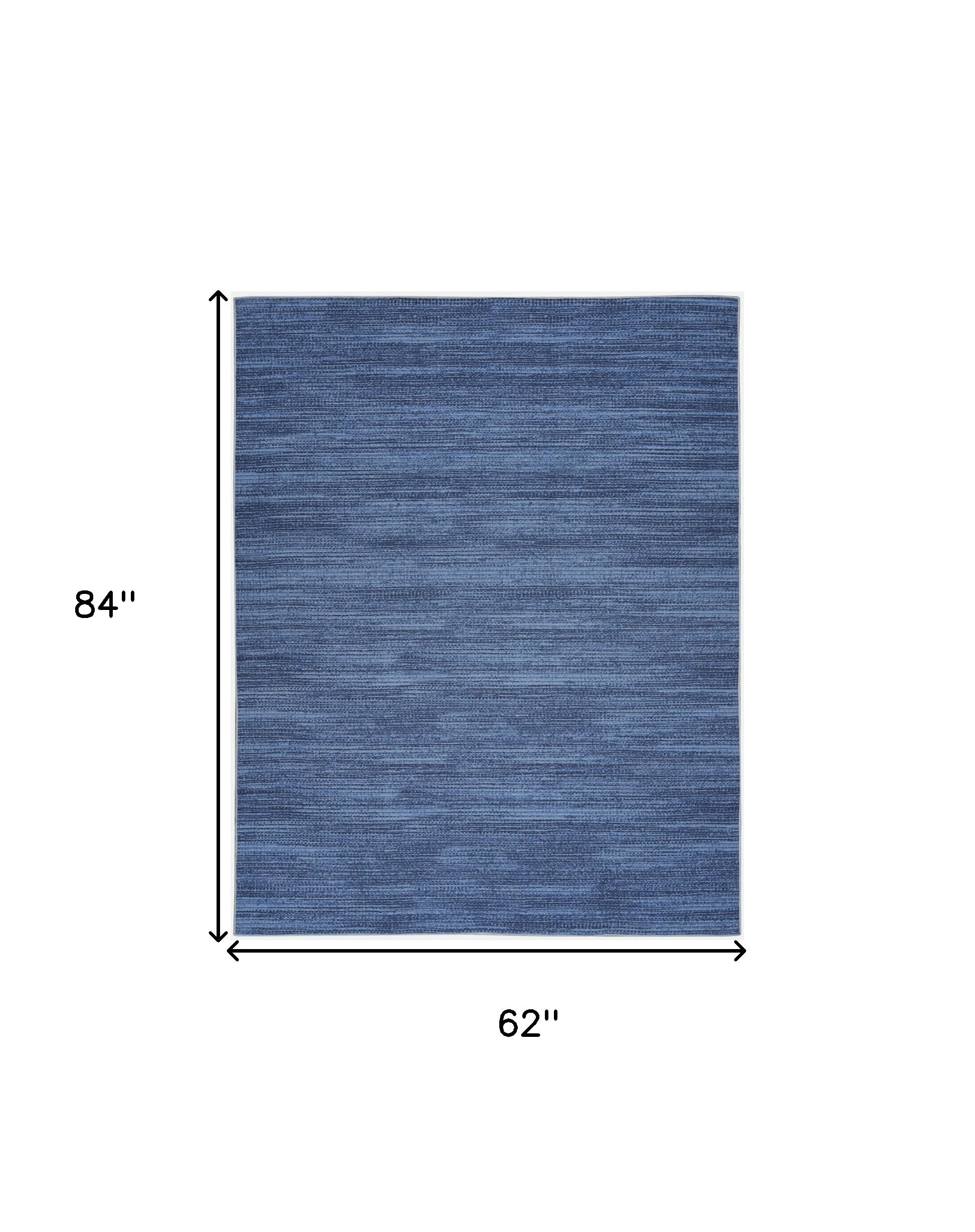 5' x 7' Blue and Gray Abstract Power Loom Washable Non Skid Area Rug